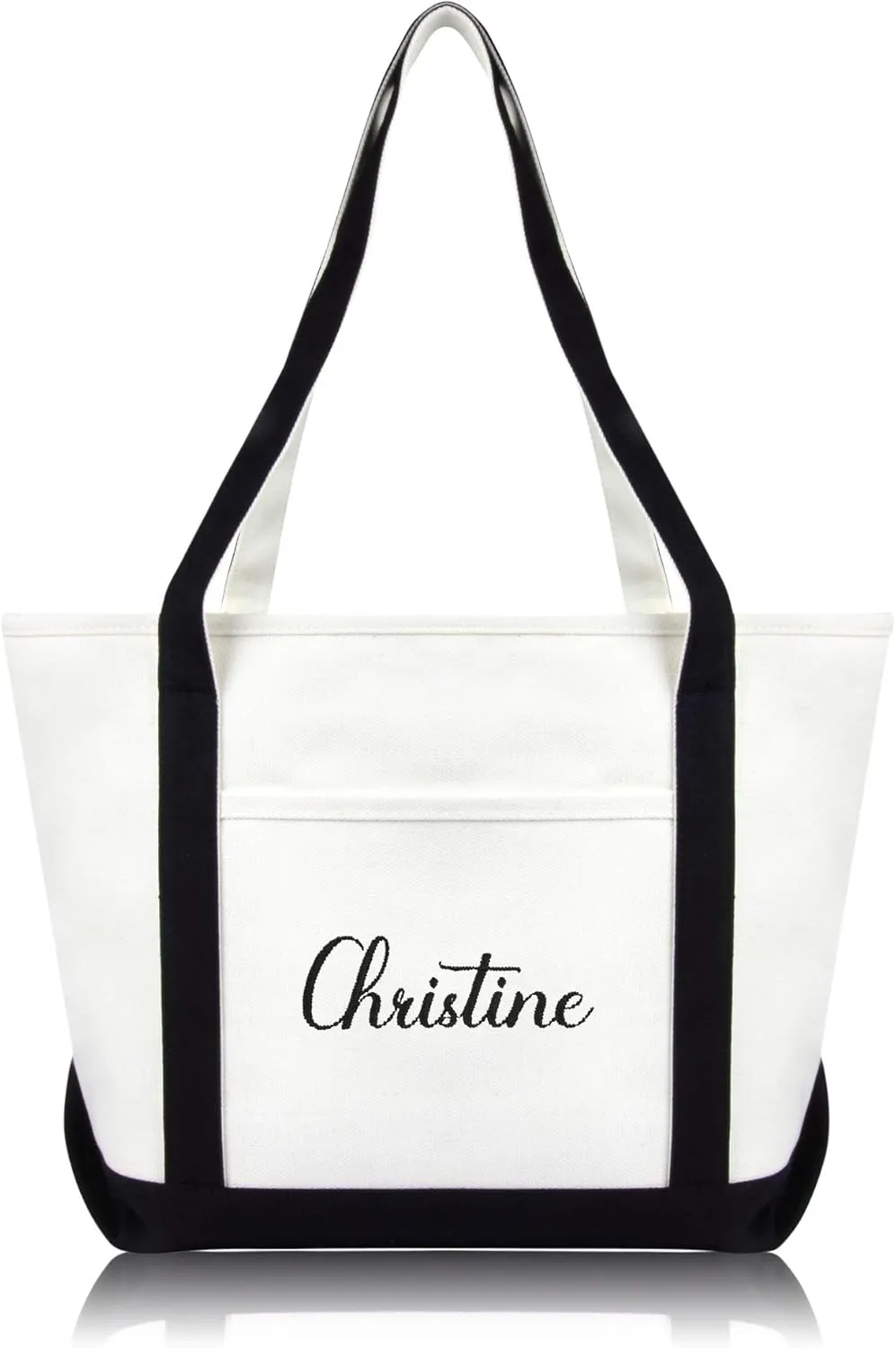 DALIX Womens Custom Names Monogrammed Premium Embroidered Tote Bag