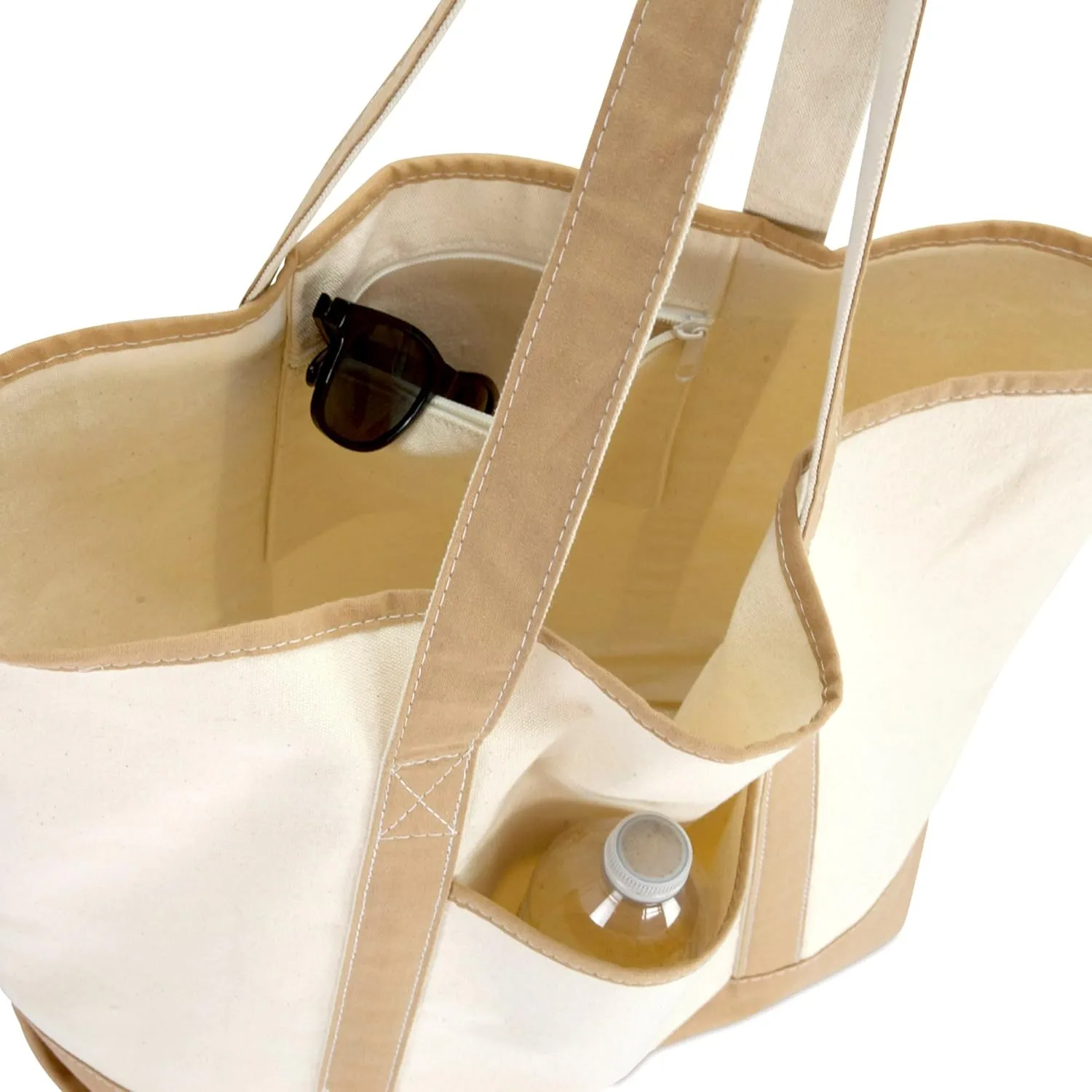 DALIX Women's Natural Tote Bag Shoulder Bags Brown With Monogram Letter A - Z