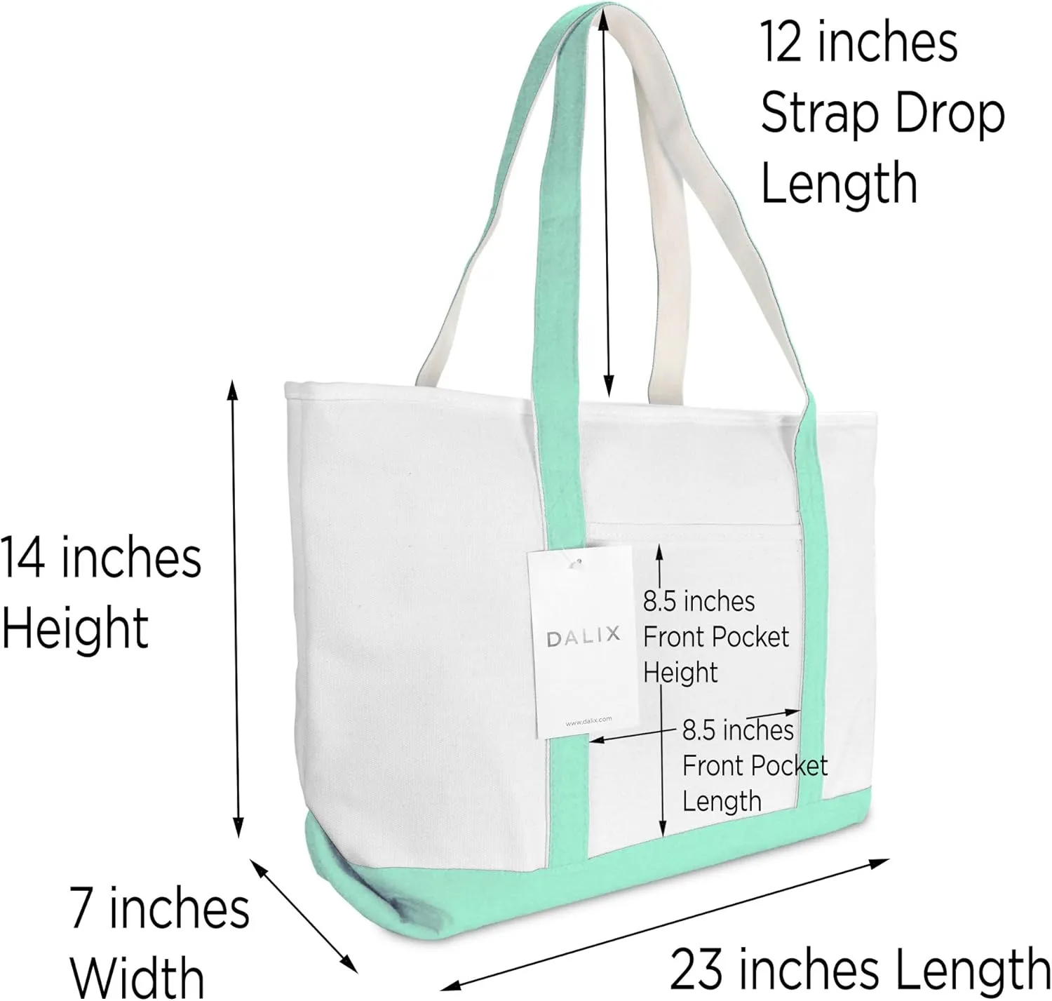 DALIX Women's Premium Tote Bag Shoulder Bags Monogrammed Mint Green A - Z