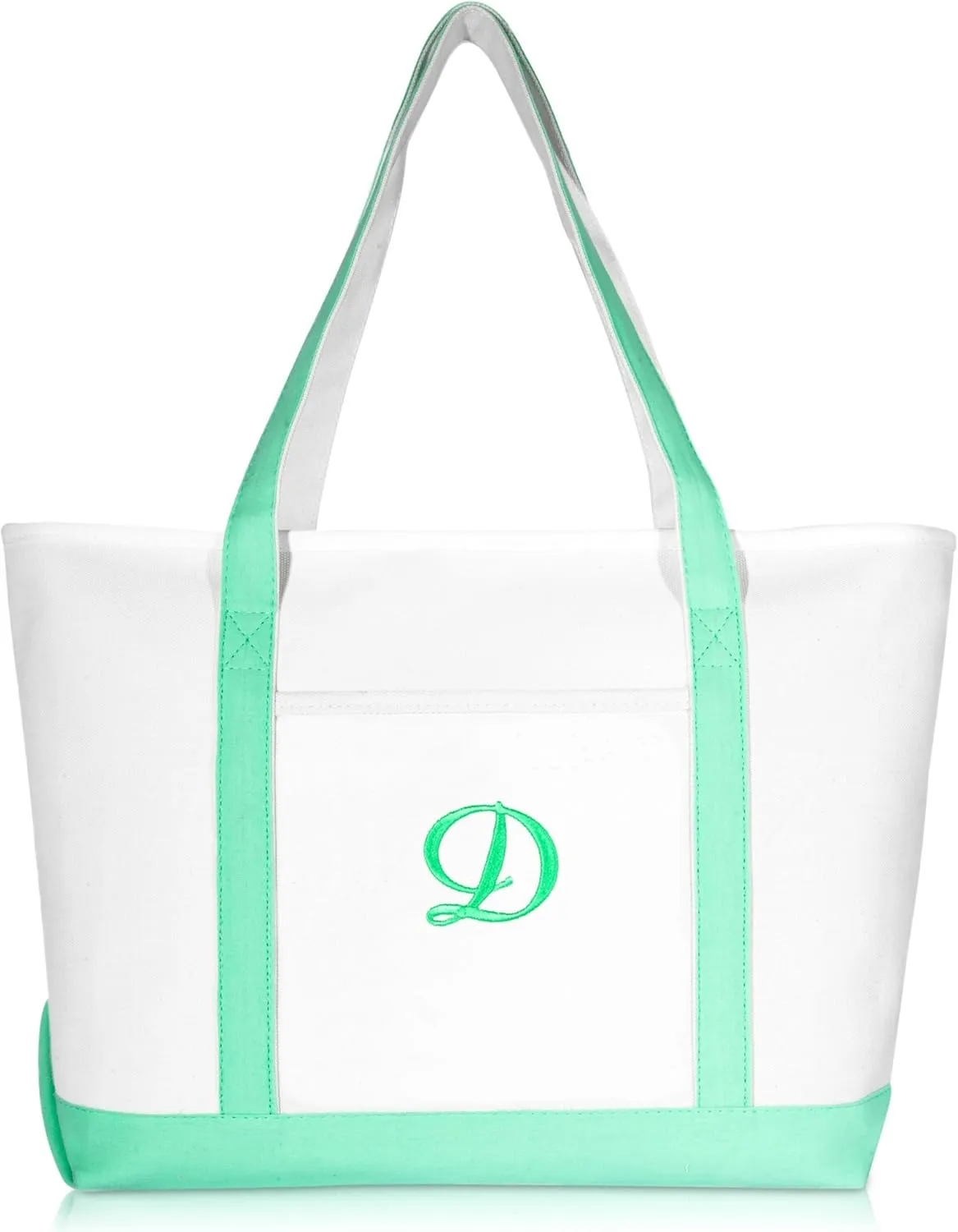 DALIX Women's Premium Tote Bag Shoulder Bags Monogrammed Mint Green A - Z