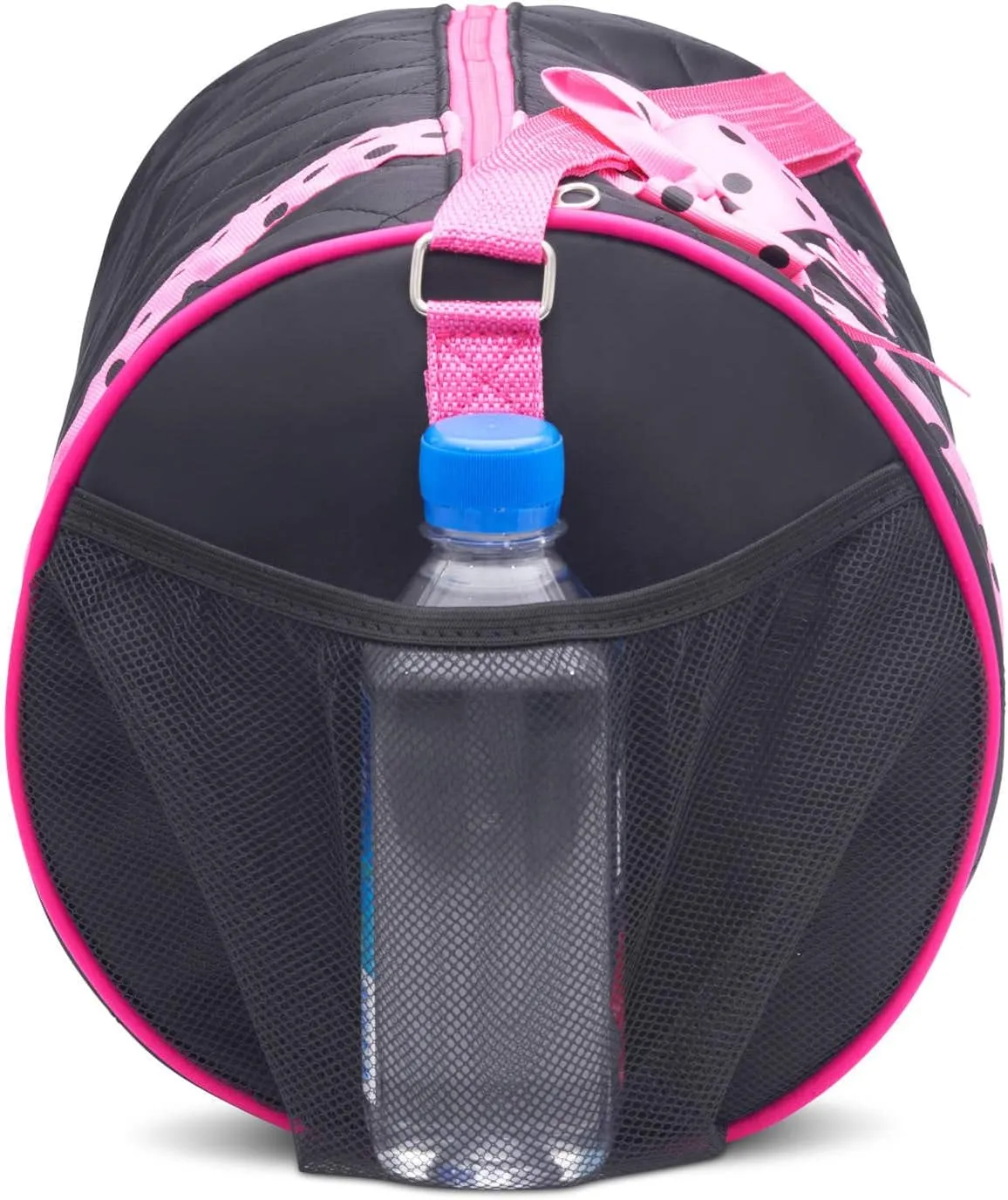Dance Duffle Bag for Girls, Kids Travel Bag with Adjustable Carry On and Handy Pouch, Dance Accessories For Girls (Black/Pink)