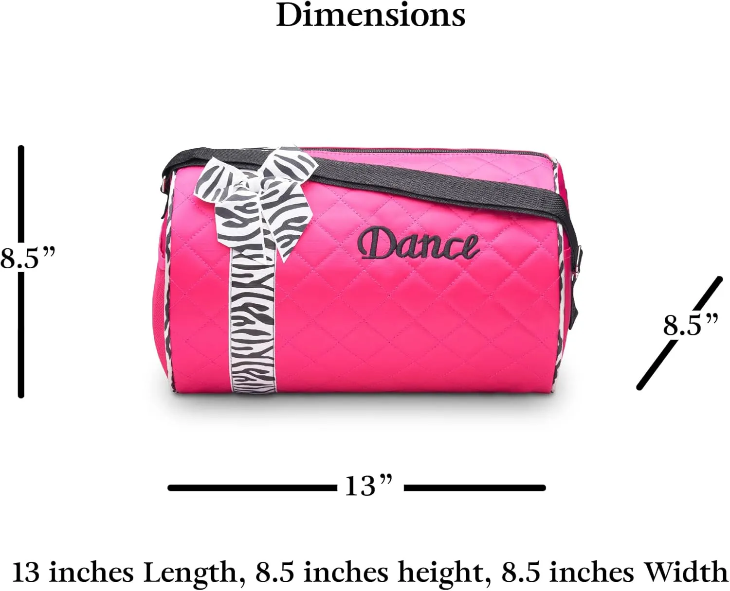 Dance Duffle Bag for Girls, Kids Travel Bag with Adjustable Carry On and Handy Pouch, Dance Accessories For Girls (Hot Pink)
