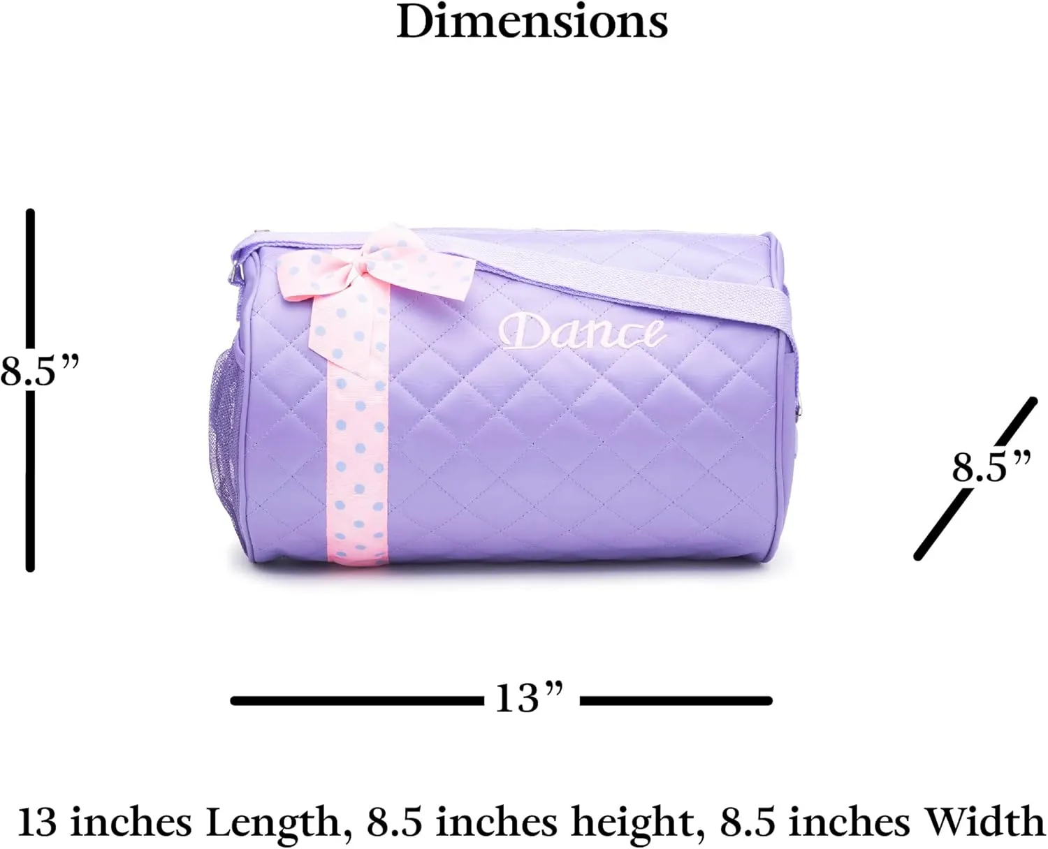 Dance Duffle Bag for Girls, Kids Travel Bag with Adjustable Carry On and Handy Pouch, Dance Accessories For Girls (Lavender/Pink)