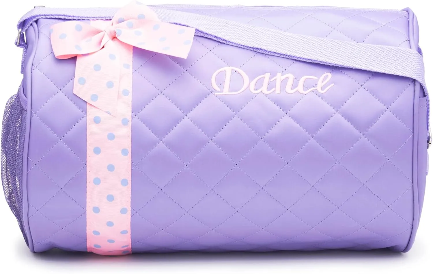 Dance Duffle Bag for Girls, Kids Travel Bag with Adjustable Carry On and Handy Pouch, Dance Accessories For Girls (Lavender/Pink)
