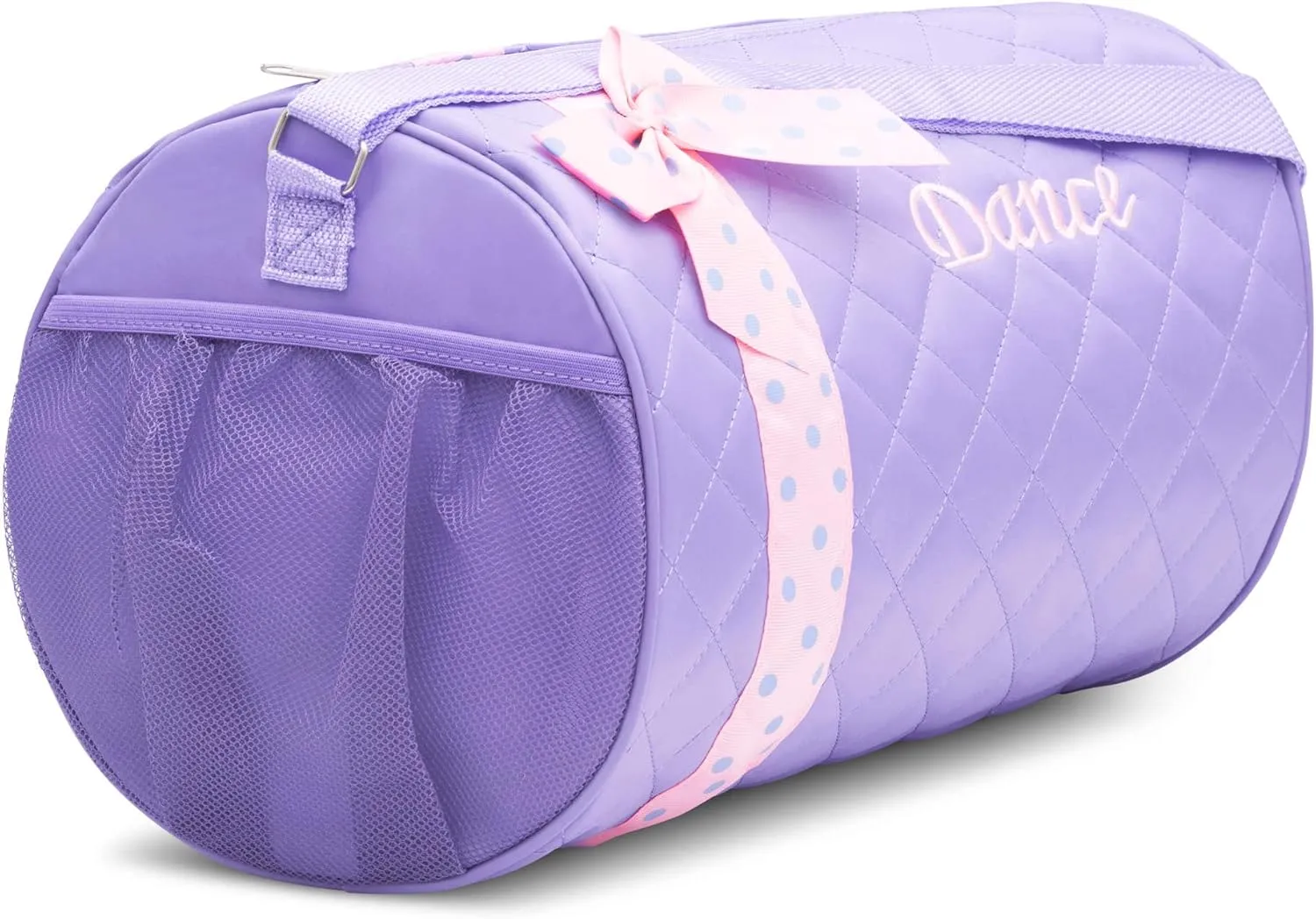Dance Duffle Bag for Girls, Kids Travel Bag with Adjustable Carry On and Handy Pouch, Dance Accessories For Girls (Lavender/Pink)