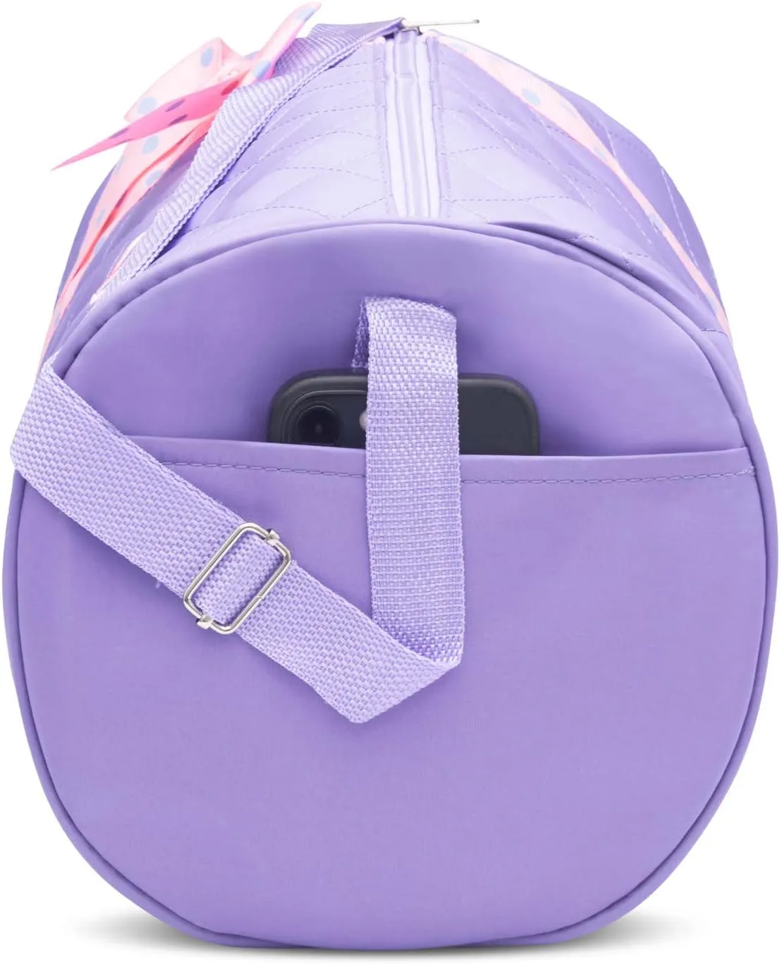 Dance Duffle Bag for Girls, Kids Travel Bag with Adjustable Carry On and Handy Pouch, Dance Accessories For Girls (Lavender/Pink)
