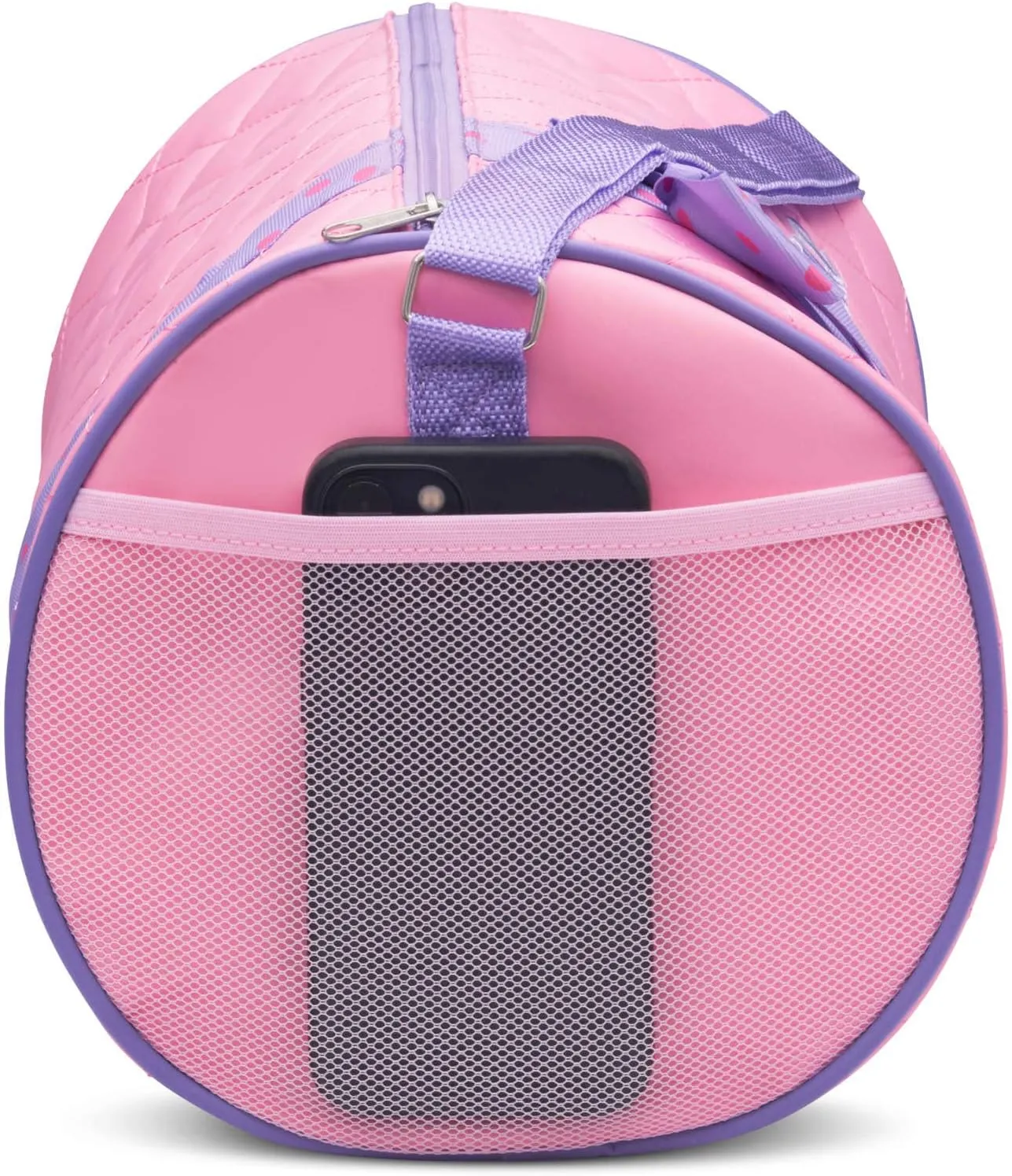 Dance Duffle Bag for Girls, Kids Travel Bag with Adjustable Carry On and Handy Pouch, Dance Accessories For Girls (Pink/Lavender)