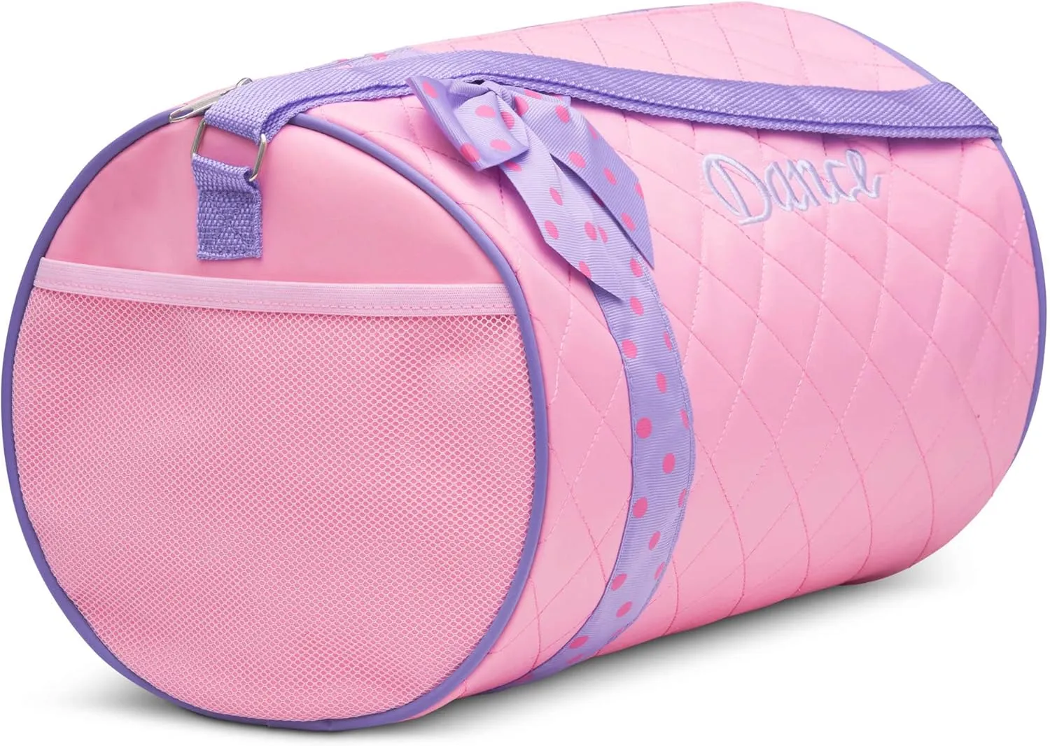 Dance Duffle Bag for Girls, Kids Travel Bag with Adjustable Carry On and Handy Pouch, Dance Accessories For Girls (Pink/Lavender)