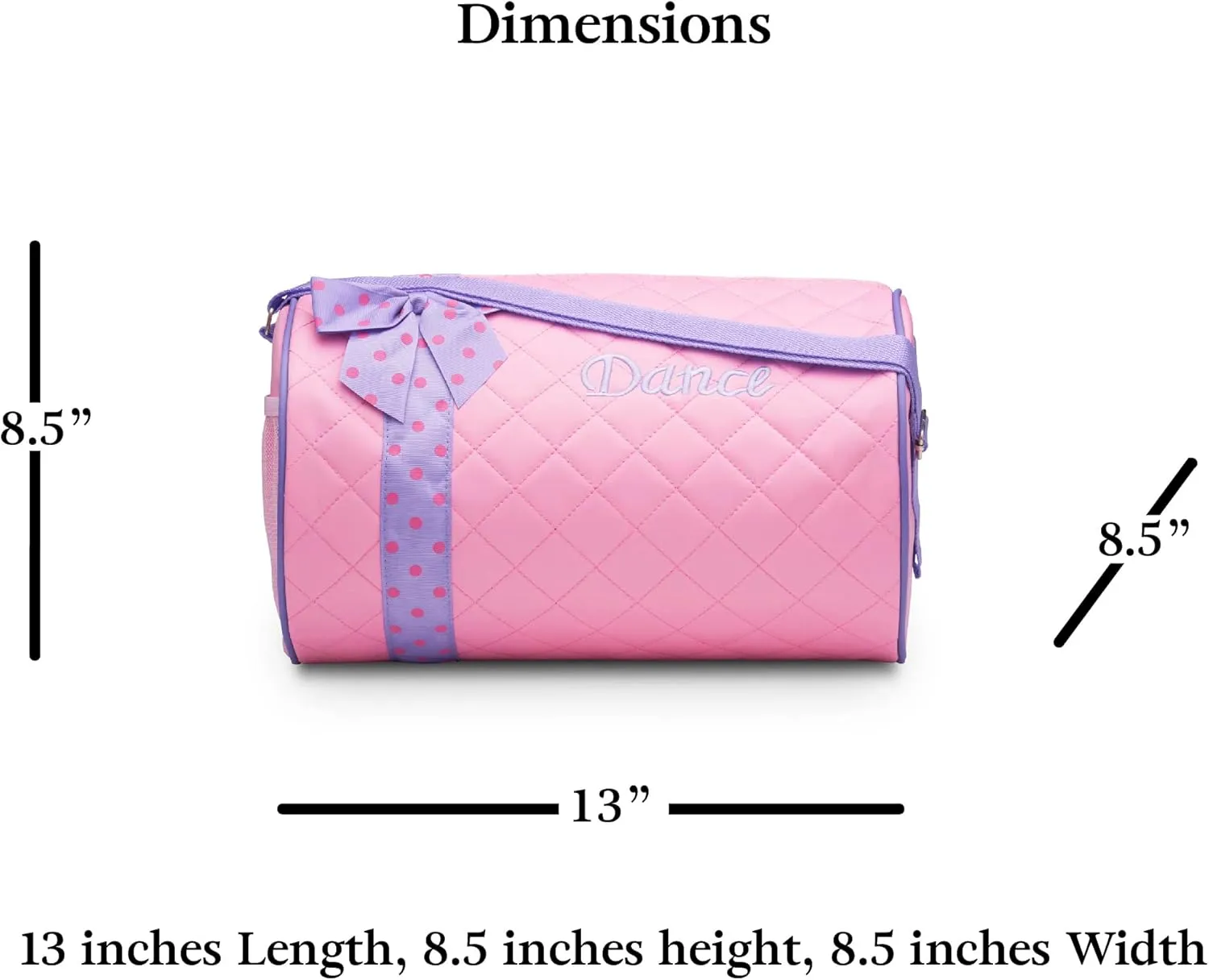 Dance Duffle Bag for Girls, Kids Travel Bag with Adjustable Carry On and Handy Pouch, Dance Accessories For Girls (Pink/Lavender)