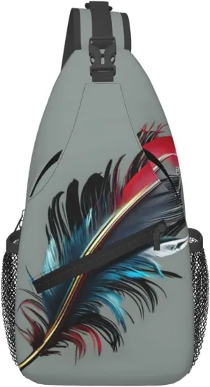 Dancing Feather Print Sling Bag For Women Men Fashion One Shoulder Crossbody Bag Travel Fanny Pack Cross Body Bags