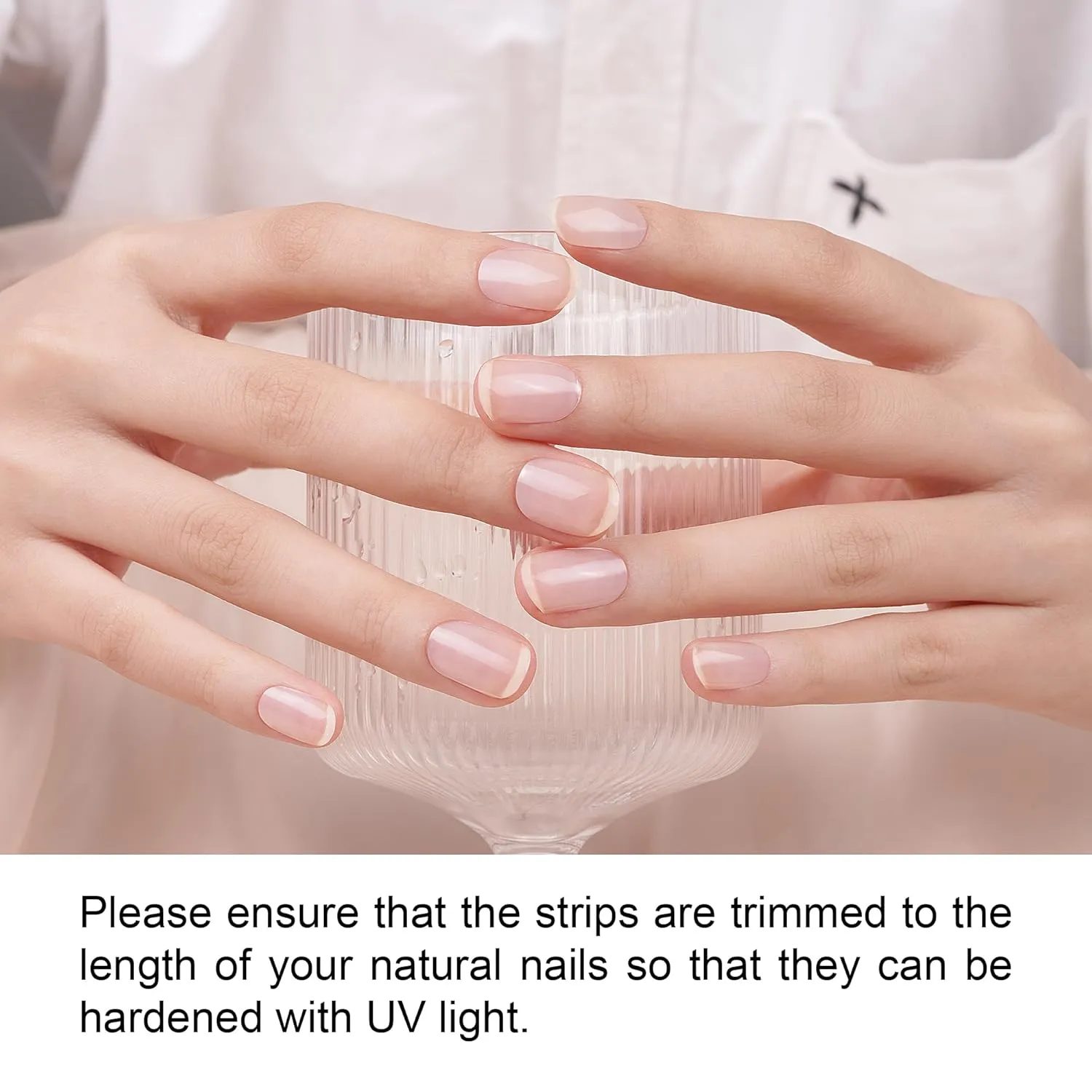 DANNI & TONI Semi Cured Gel Nail Strips Transparent Crystal Clear Gel Nail Stickers Sheer Gel Polish Strips 28 Stickers Ultra-Glossy, Long-Lasting, Waterproof