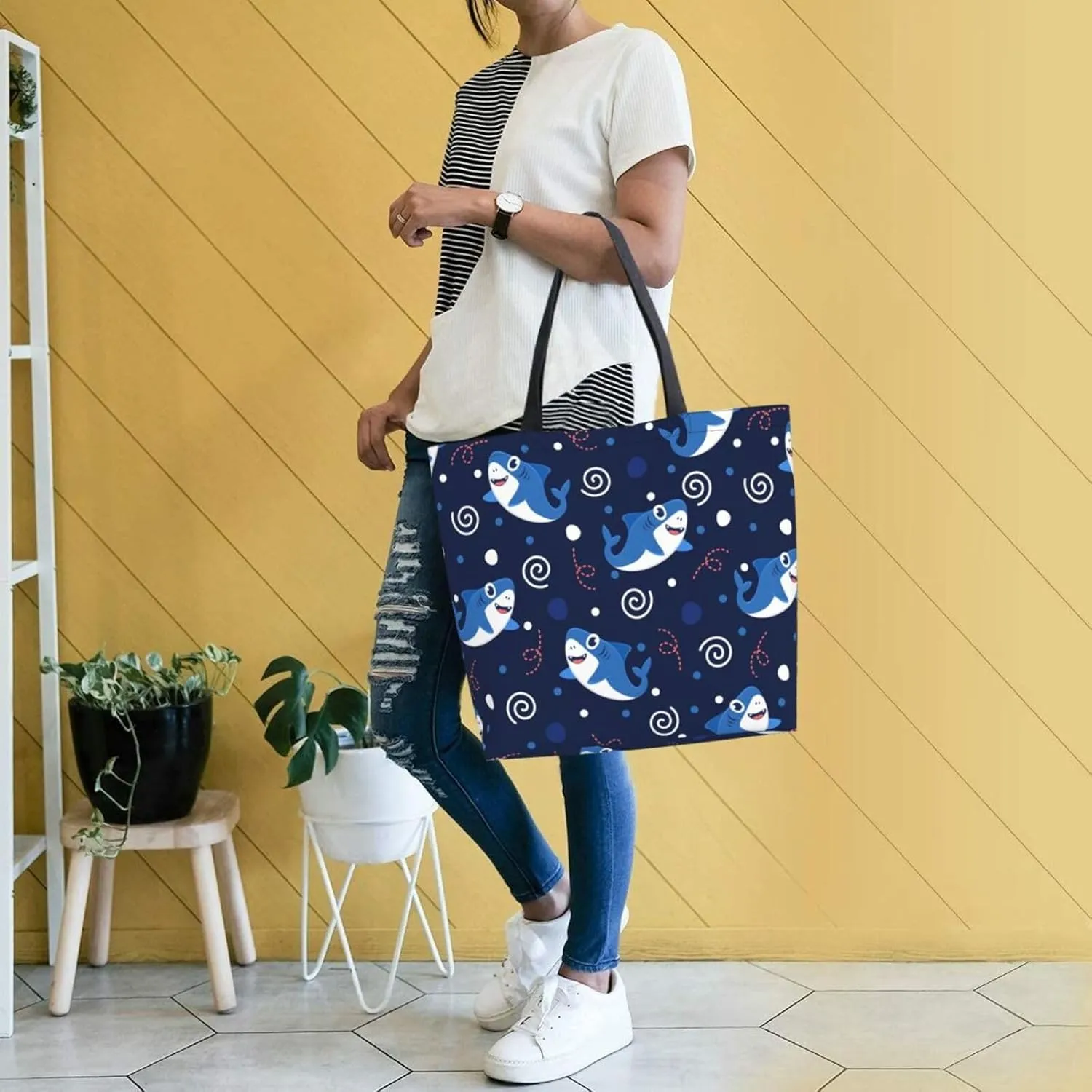 dark skulls Reusable Grocery bags Big Capacity Shopping Bag Canvas Shoulder Tote Handbag for Women Girls