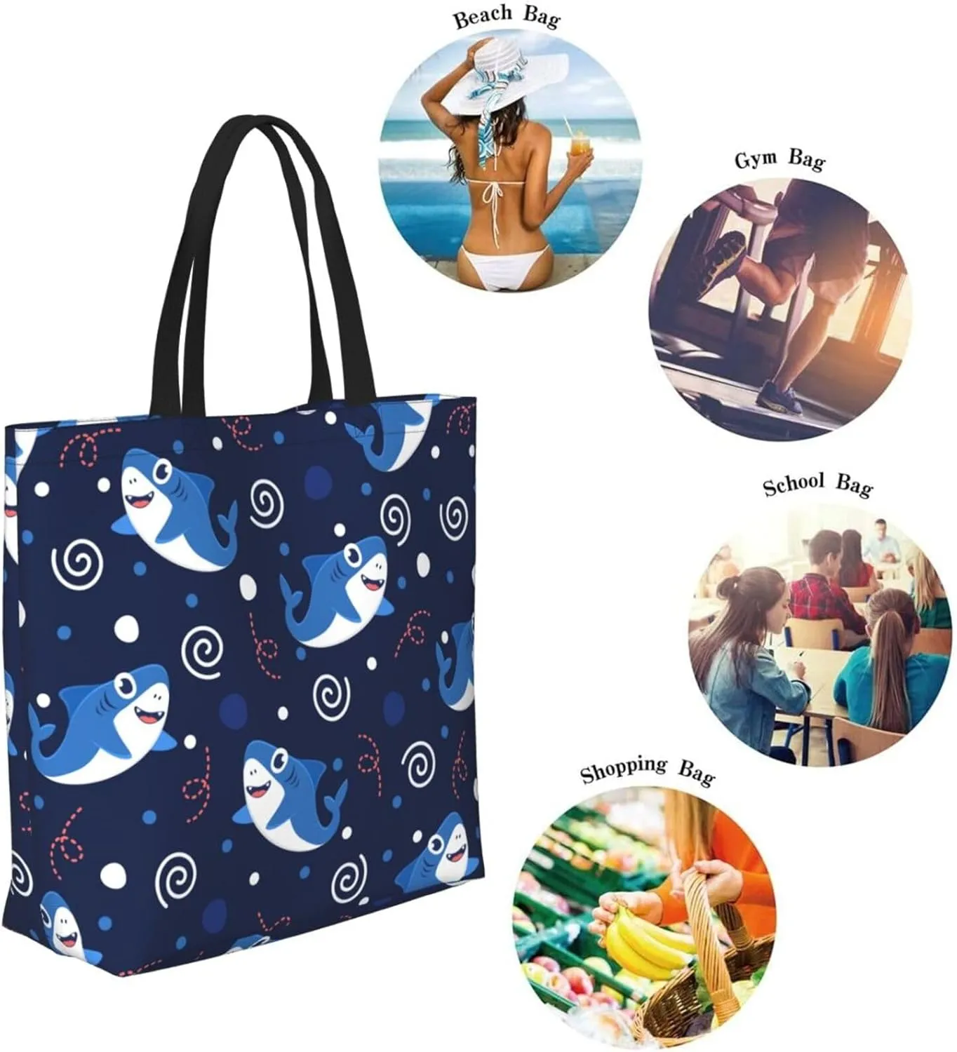dark skulls Reusable Grocery bags Big Capacity Shopping Bag Canvas Shoulder Tote Handbag for Women Girls