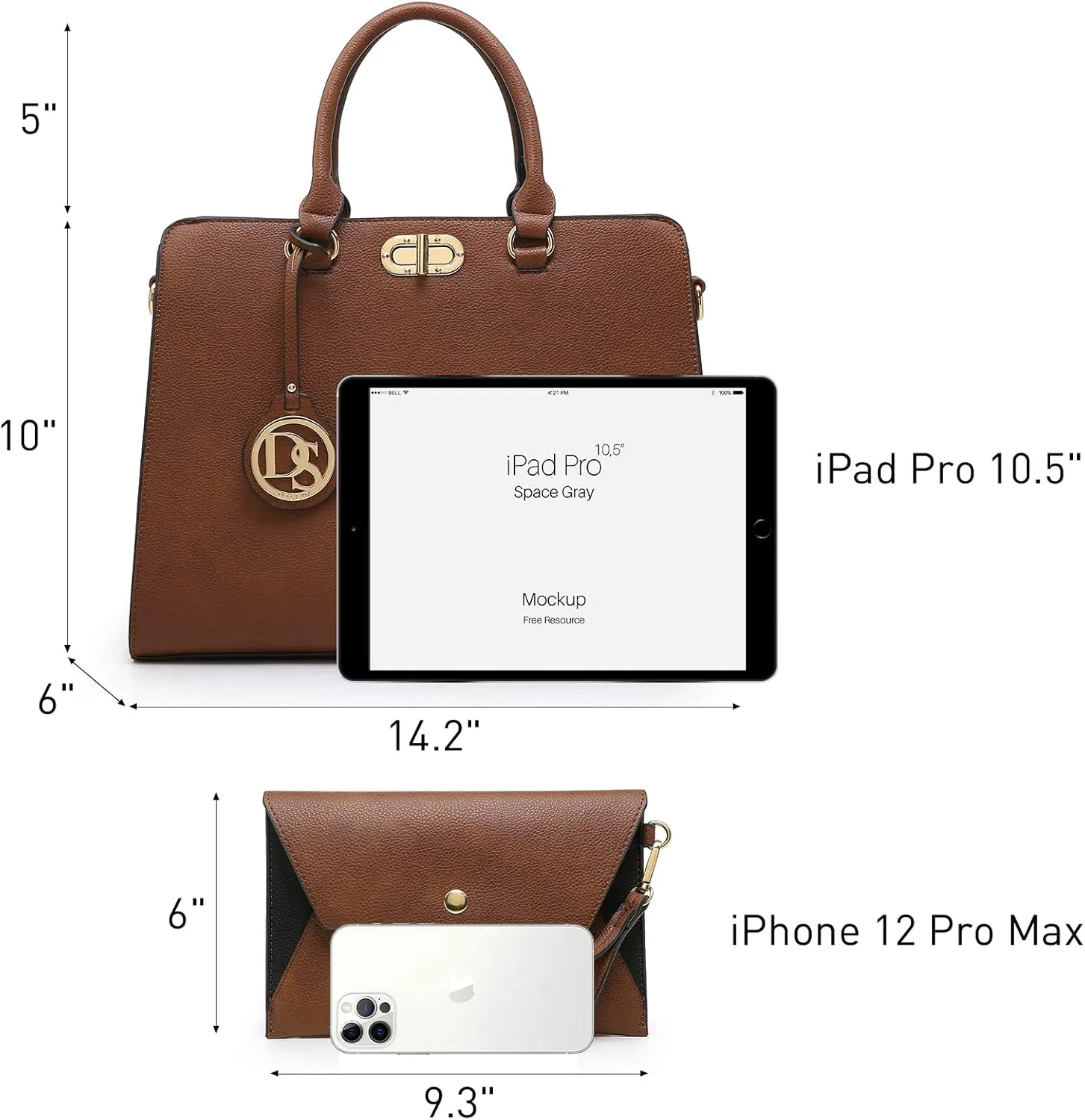 Dasein Women Handbags Purses Ladies Work Purse Satchel Tote Top Handle Shoulder Bags with Matching Clutch