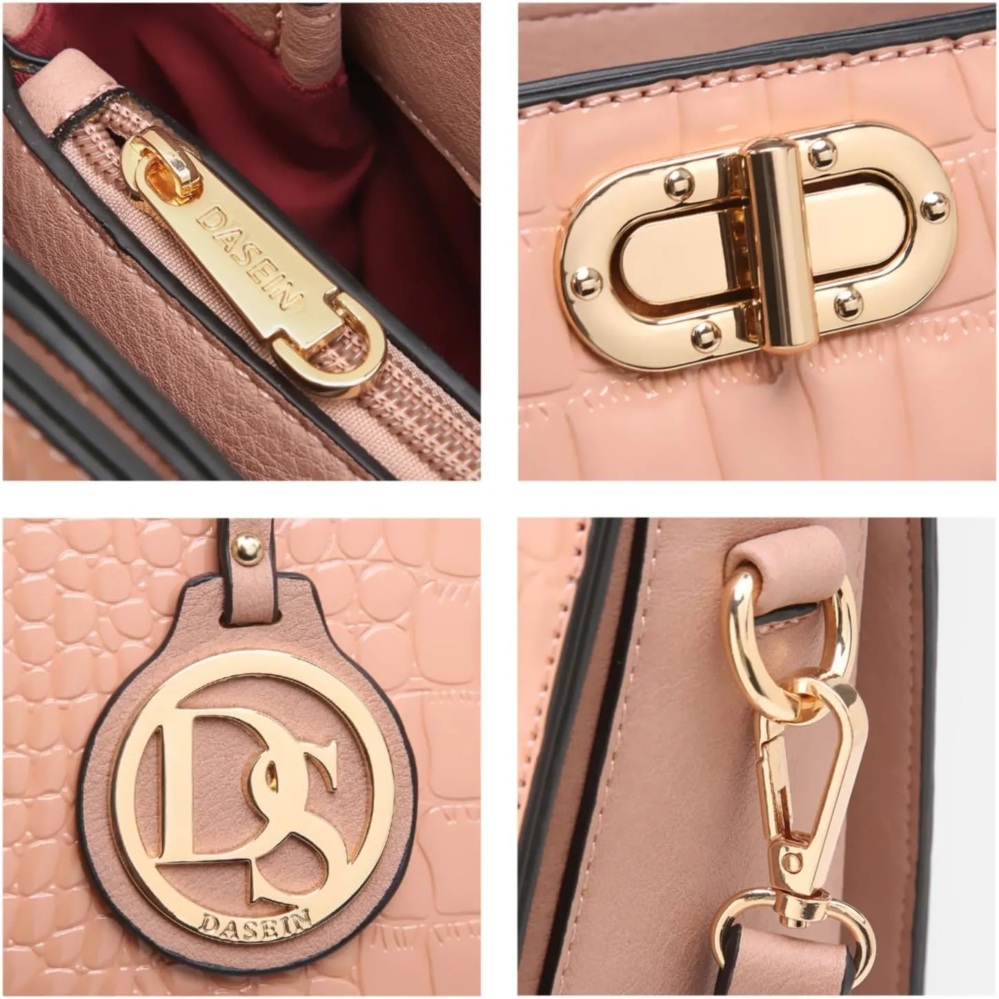 Dasein Women Handbags Purses Ladies Work Purse Satchel Tote Top Handle Shoulder Bags with Matching Clutch