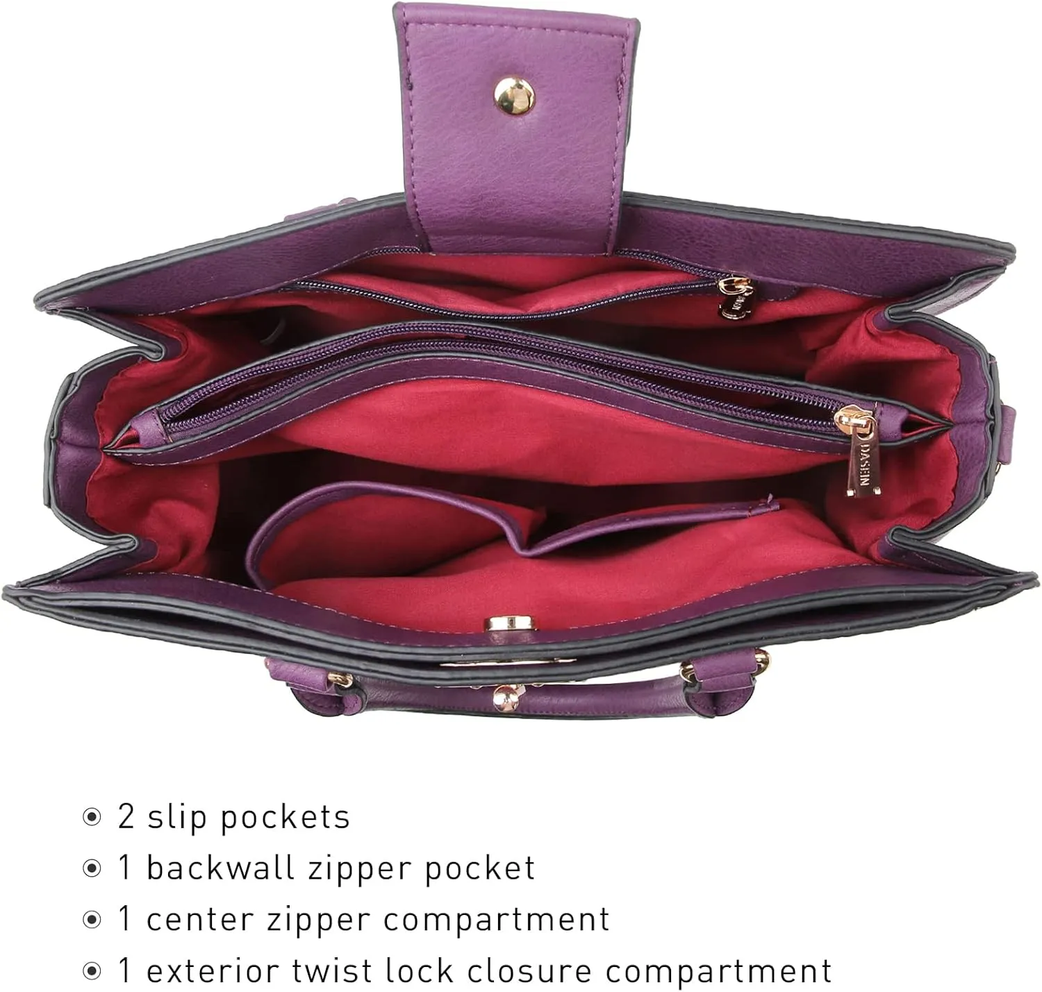Dasein Women Handbags Purses Ladies Work Purse Satchel Tote Top Handle Shoulder Bags with Matching Clutch
