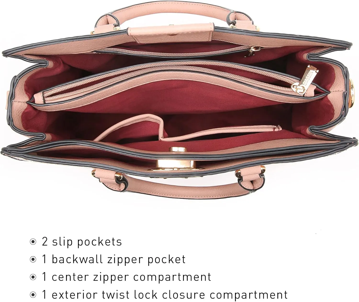 Dasein Women Handbags Purses Ladies Work Purse Satchel Tote Top Handle Shoulder Bags with Matching Clutch