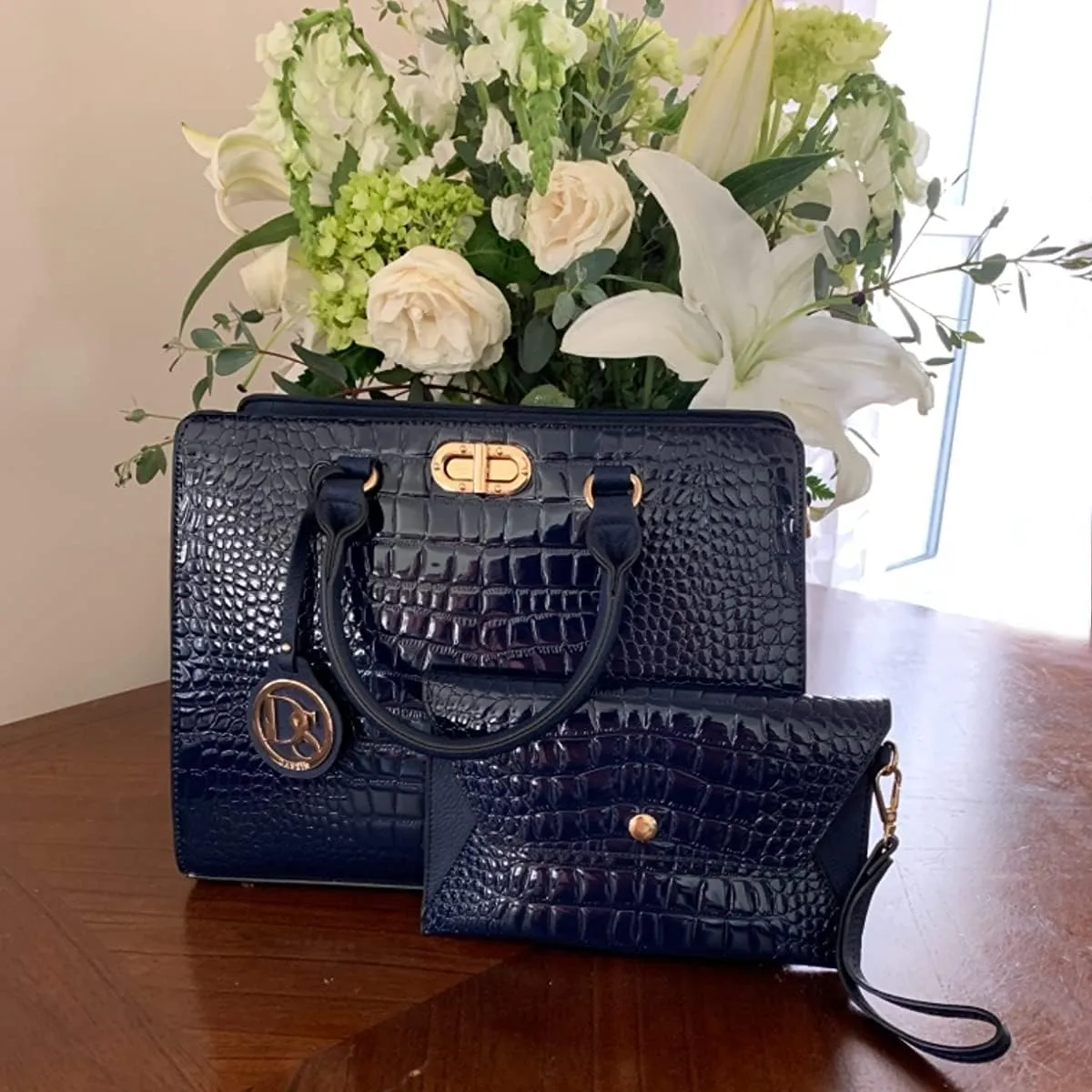 Dasein Women Handbags Purses Ladies Work Purse Satchel Tote Top Handle Shoulder Bags with Matching Clutch