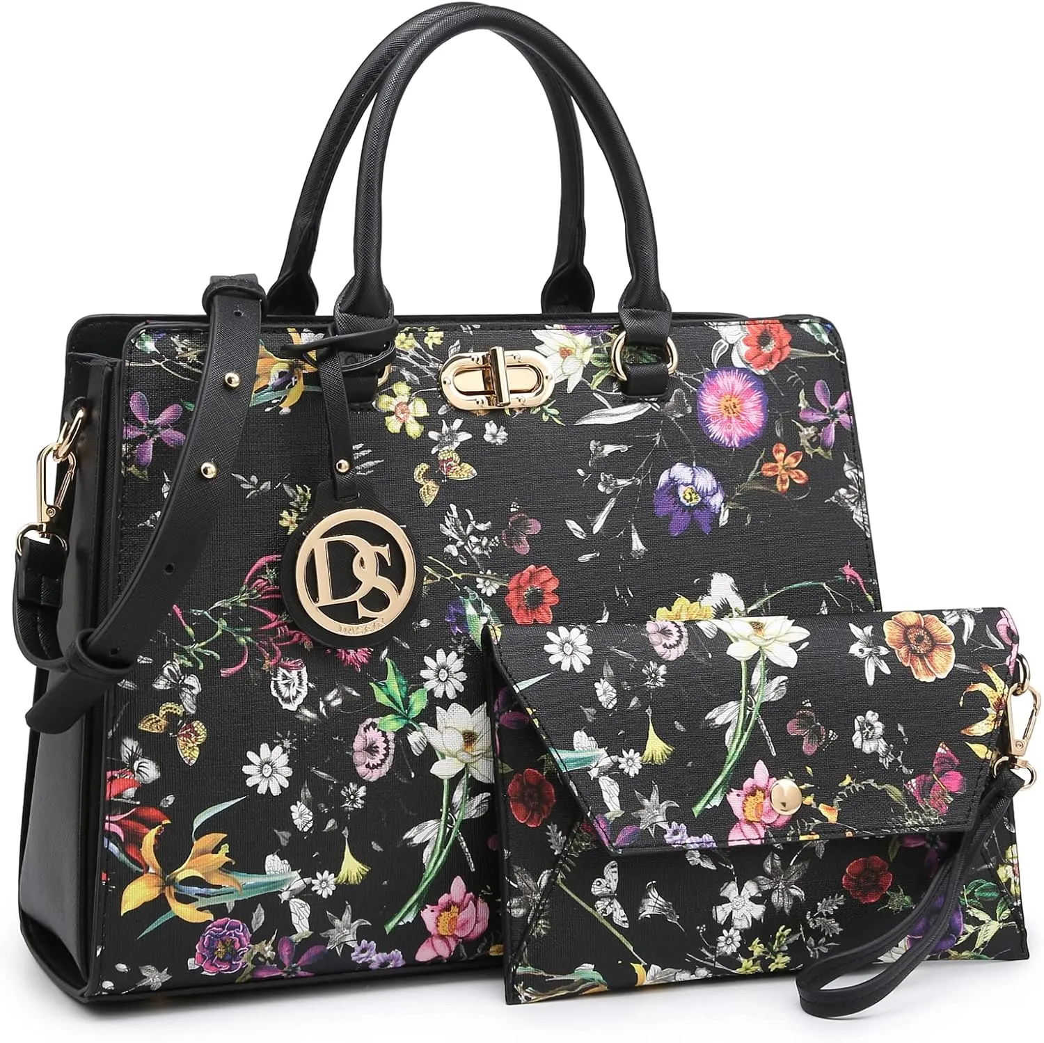 Dasein Women Handbags Purses Ladies Work Purse Satchel Tote Top Handle Shoulder Bags with Matching Clutch