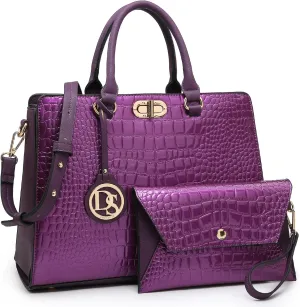 Dasein Women Handbags Purses Ladies Work Purse Satchel Tote Top Handle Shoulder Bags with Matching Clutch
