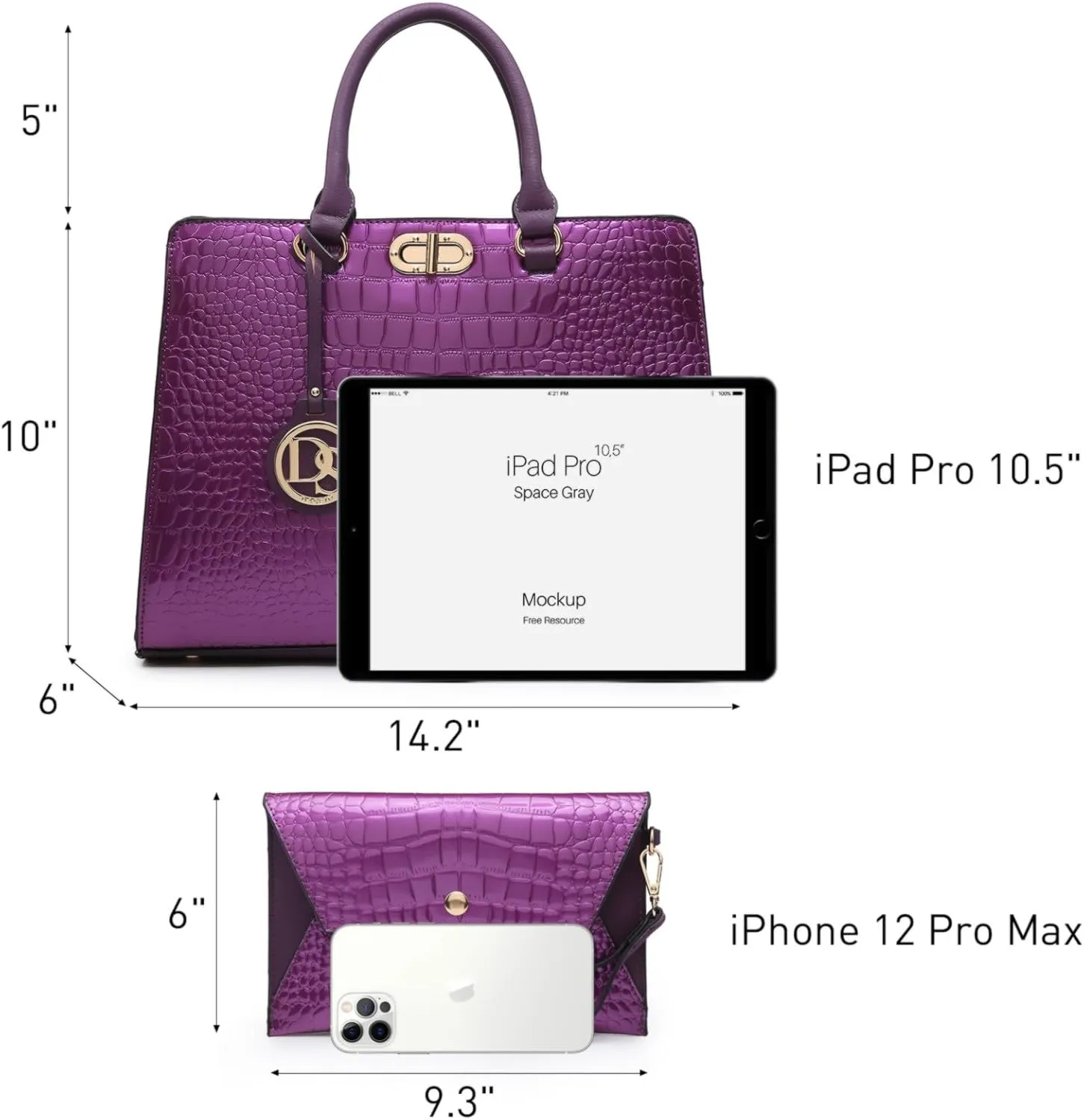 Dasein Women Handbags Purses Ladies Work Purse Satchel Tote Top Handle Shoulder Bags with Matching Clutch