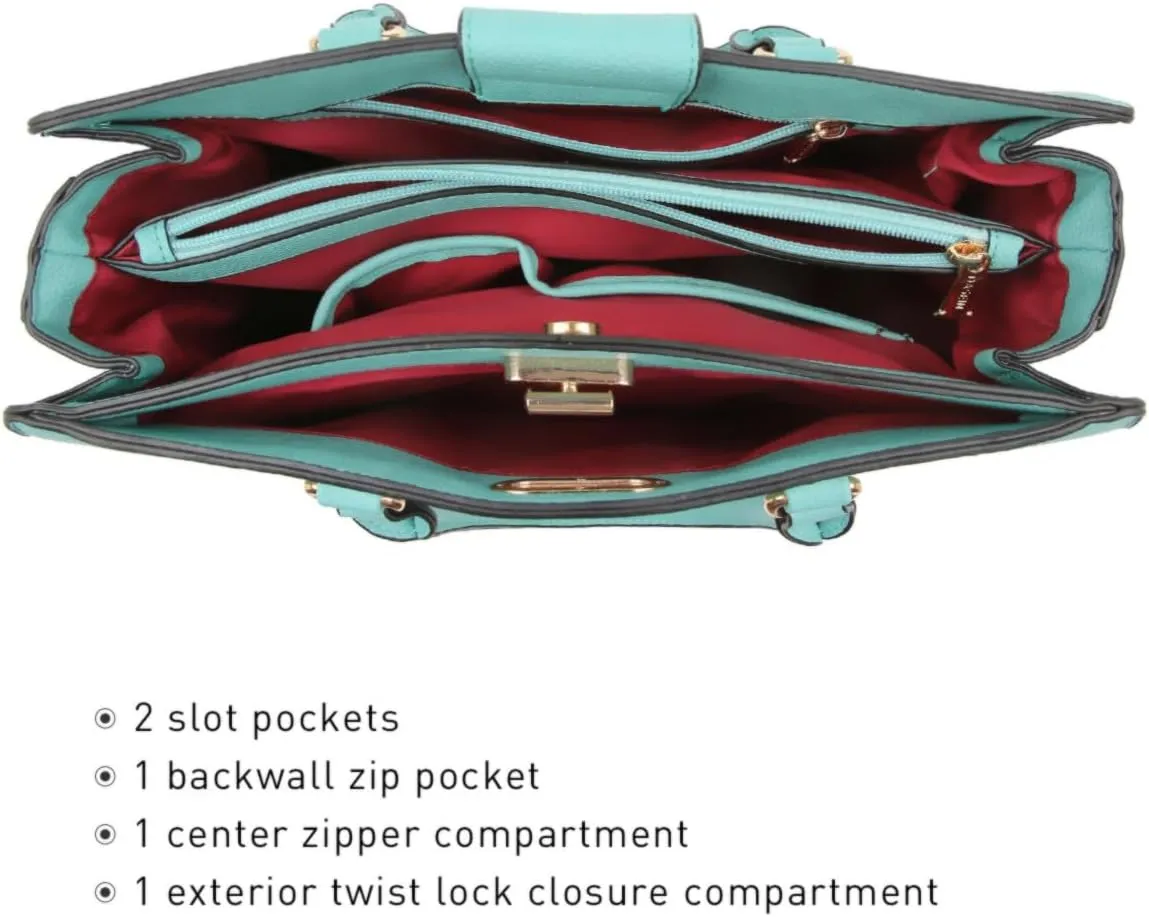 Dasein Women Handbags Purses Ladies Work Purse Satchel Tote Top Handle Shoulder Bags with Matching Clutch
