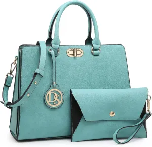 Dasein Women Handbags Purses Ladies Work Purse Satchel Tote Top Handle Shoulder Bags with Matching Clutch