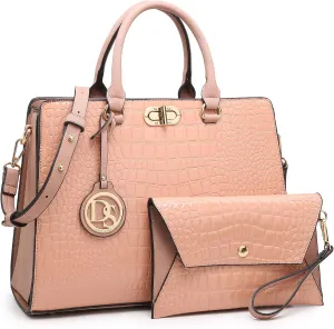 Dasein Women Handbags Purses Ladies Work Purse Satchel Tote Top Handle Shoulder Bags with Matching Clutch