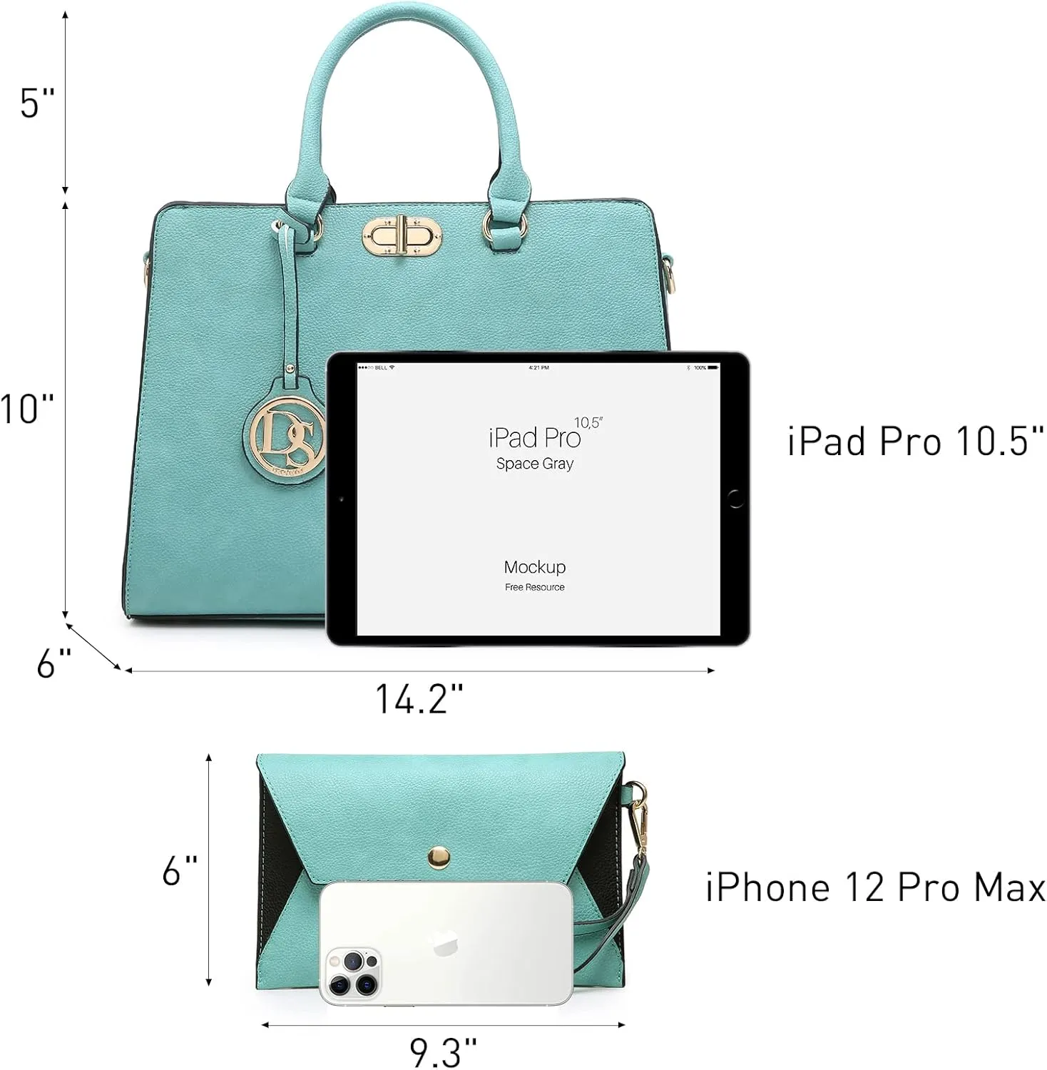 Dasein Women Handbags Purses Ladies Work Purse Satchel Tote Top Handle Shoulder Bags with Matching Clutch