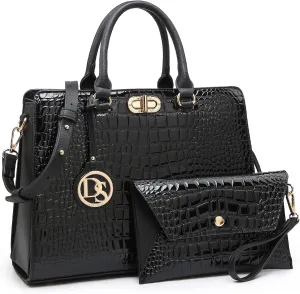 Dasein Women Handbags Purses Ladies Work Purse Satchel Tote Top Handle Shoulder Bags with Matching Clutch