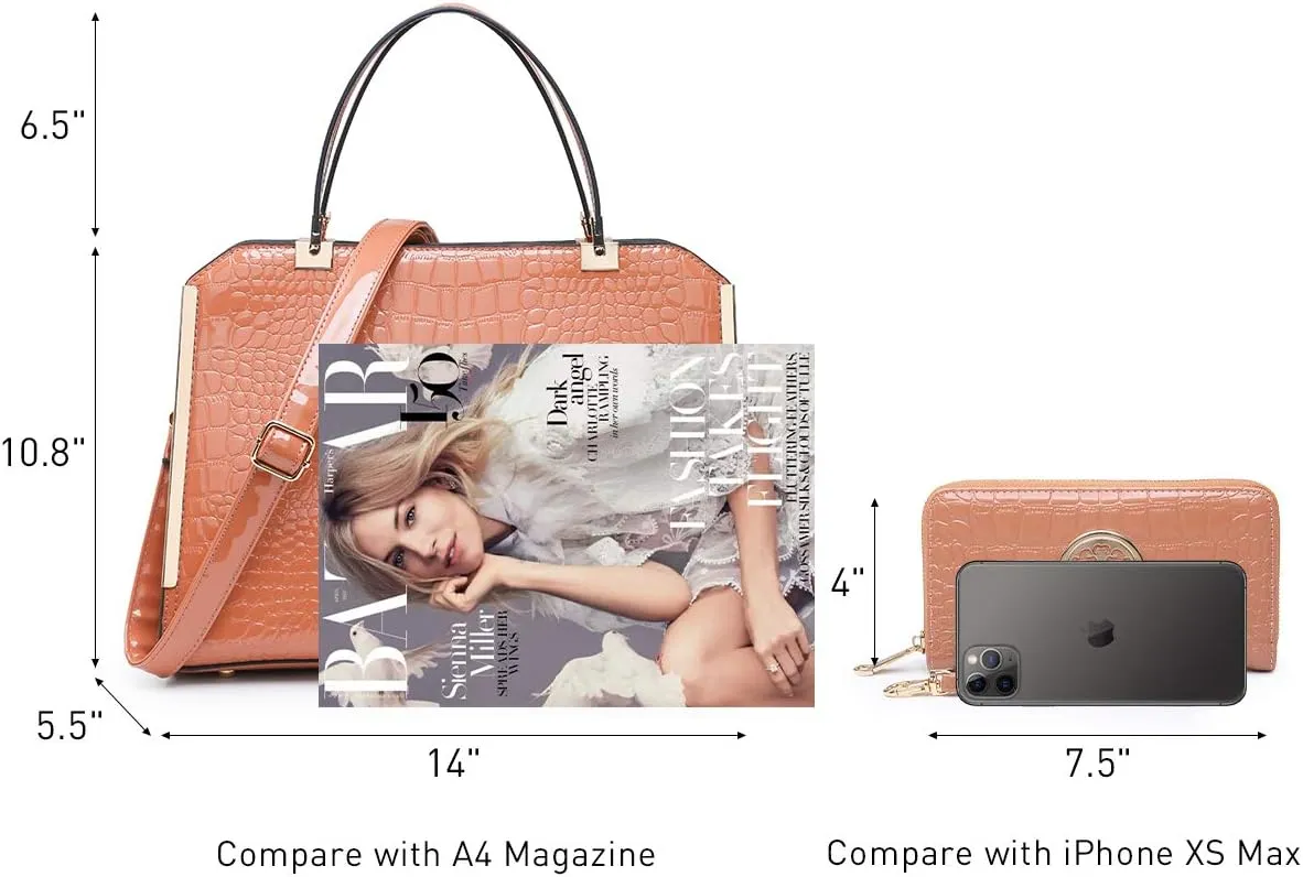 Dasein Women Purses and Handbags Top Handle Satchel Bags Large Shoulder Work Bag Tote with Wallet