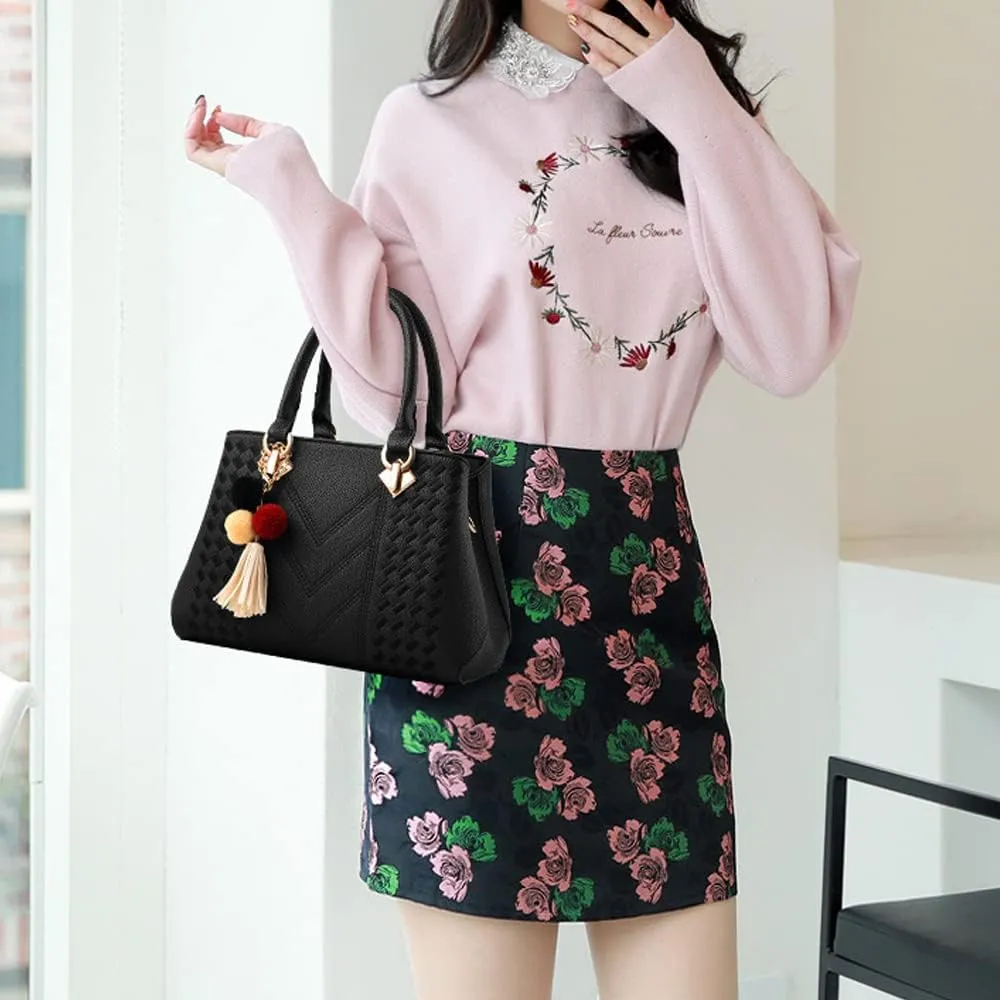 Dayfine Handbags for Women Top Handle Purse Faux Leather Satchel Bag Medium Tote Bags Shoulder Crossbody Bag Ladies Handbag