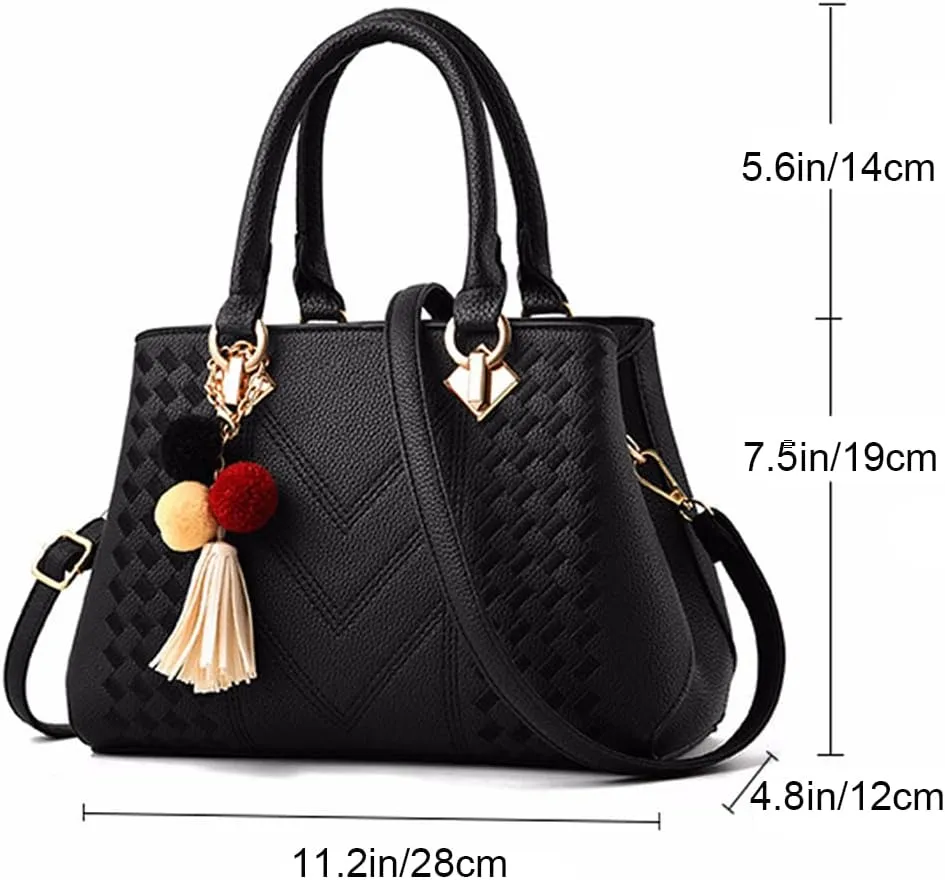 Dayfine Handbags for Women Top Handle Purse Faux Leather Satchel Bag Medium Tote Bags Shoulder Crossbody Bag Ladies Handbag