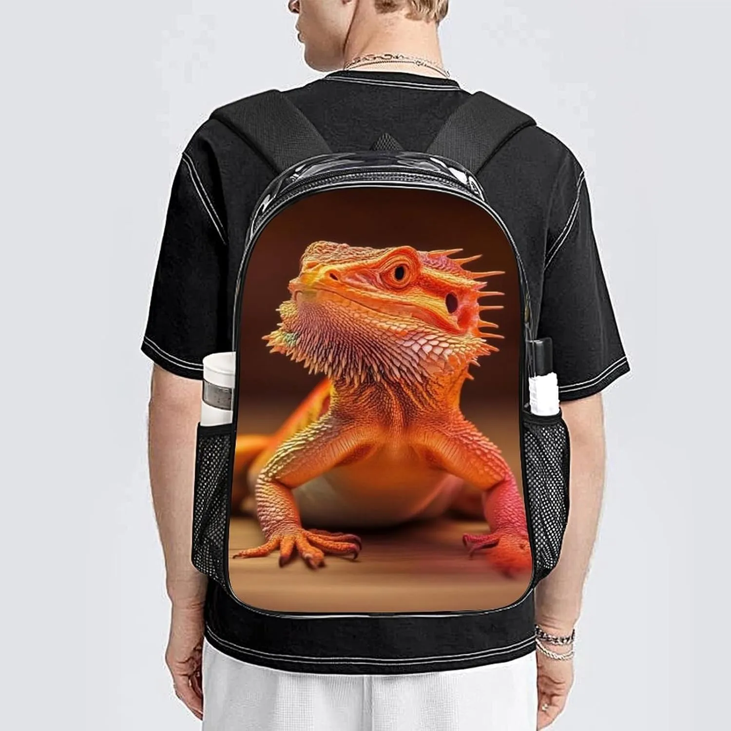Daypack Anti-Theft Multipurpose Large Capacity Shoulder Bag - Cool Bearded Dragon Lizards Animal Travel Hiking & Camping Rucksack Transparent Bag