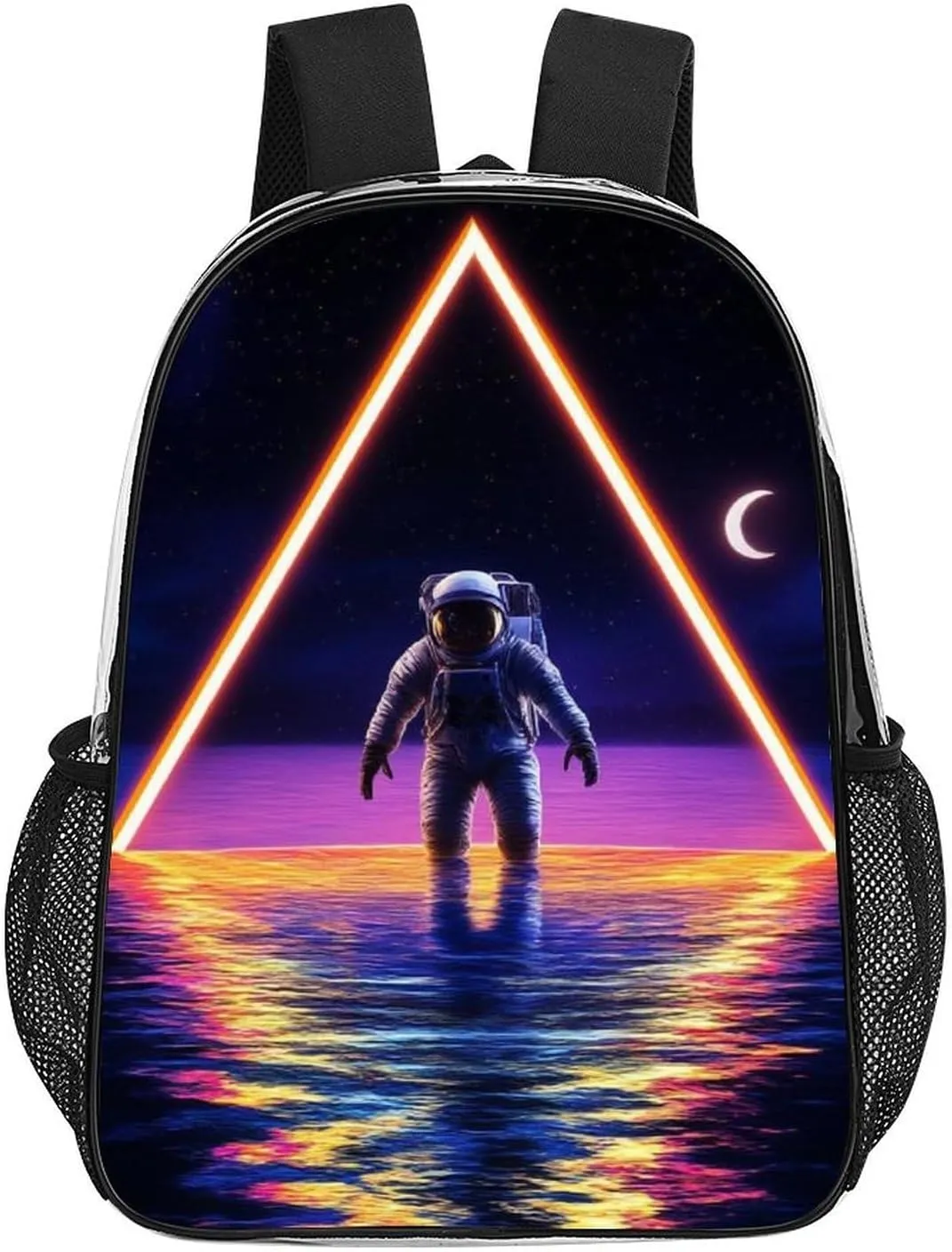 Daypack Anti-Theft Multipurpose Large Capacity Shoulder Bag - Trippy Space Moon Astronaut Art Travel Hiking & Camping Rucksack Transparent Bag