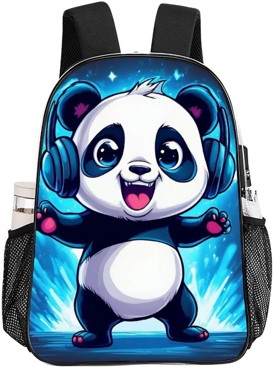 Daypack Backpack Anti-Theft Multipurpose Large Capacity Carry On Bag - Black And White Panda Animal Headphones Music Cute Panda Traveling & Camping Backpack Transparent Bag