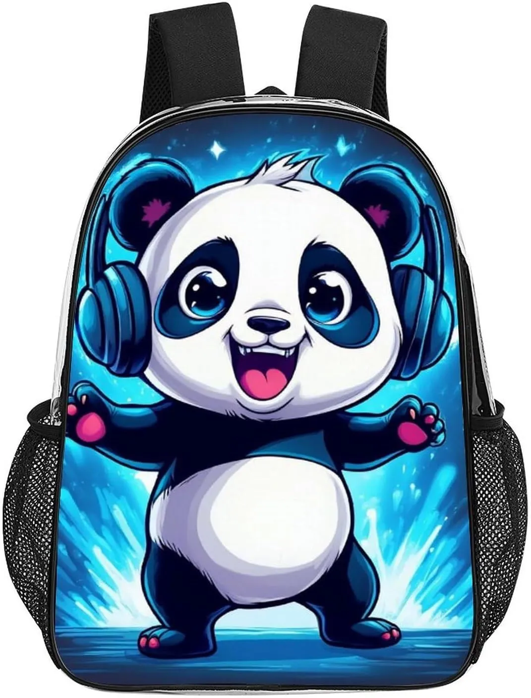 Daypack Backpack Anti-Theft Multipurpose Large Capacity Carry On Bag - Black And White Panda Animal Headphones Music Cute Panda Traveling & Camping Backpack Transparent Bag