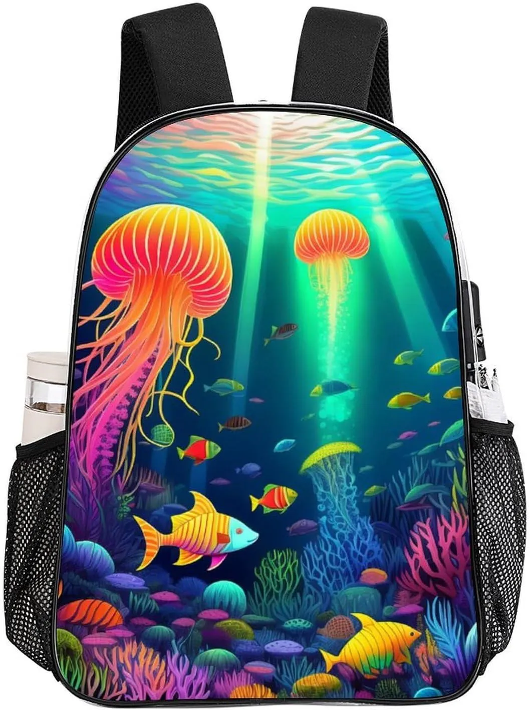 Daypack Backpack Multipurpose Anti-Theft Large Capacity Bookbag - Beautiful Underwater World Fish Jellyfish Art Travel Hiking & Camping Rucksack Transparent Bag