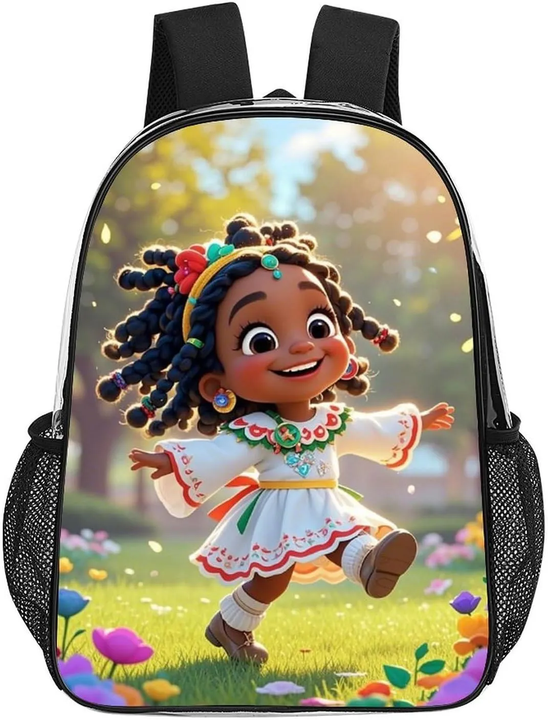 Daypack Backpack Multipurpose Anti-Theft Large Capacity Bookbag - Cartoon Afro American Black Women Art Travel Hiking & Camping Rucksack Transparent Bag
