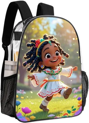 Daypack Backpack Multipurpose Anti-Theft Large Capacity Bookbag - Cartoon Afro American Black Women Art Travel Hiking & Camping Rucksack Transparent Bag