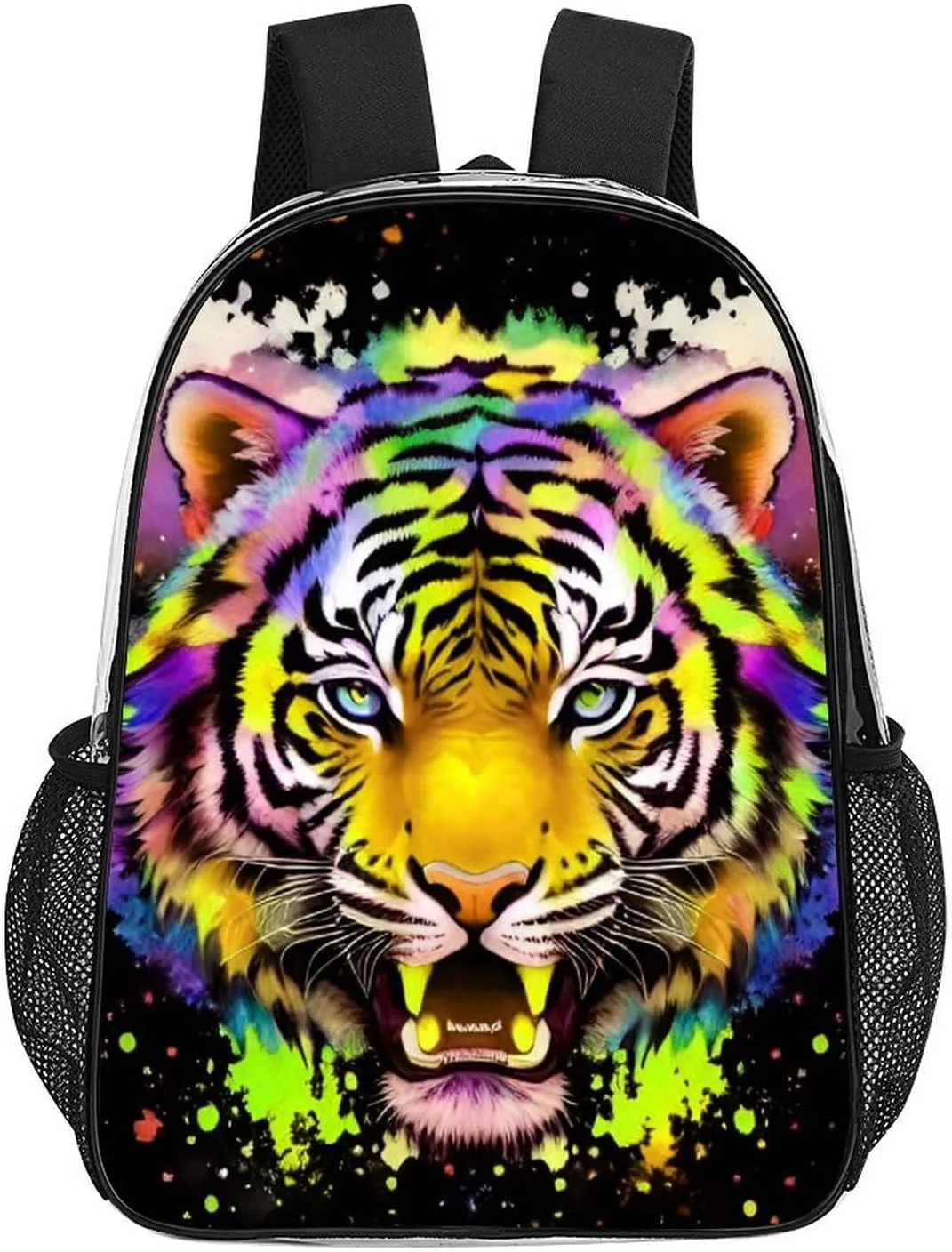 Daypack Bookbag Anti-Theft Multipurpose Large Capacity Bookbag - Colorful Abstract King Of The Tiger Watercolor Art Travel Hiking & Camping Rucksack Transparent Bag