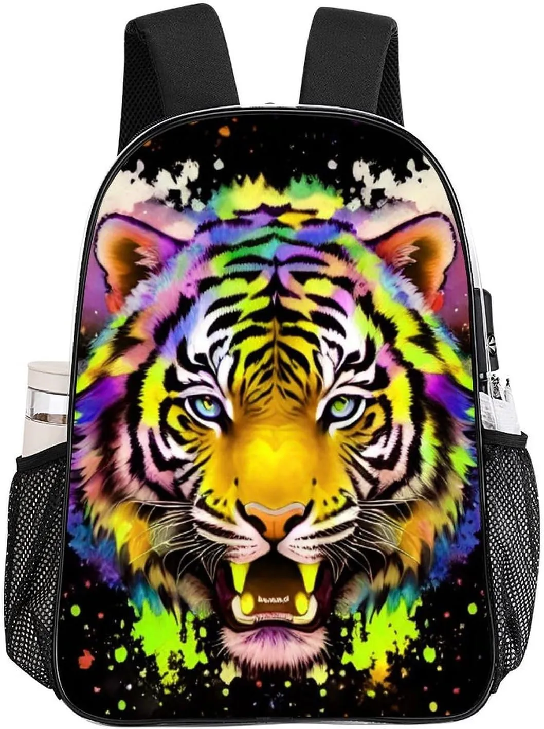 Daypack Bookbag Anti-Theft Multipurpose Large Capacity Bookbag - Colorful Abstract King Of The Tiger Watercolor Art Travel Hiking & Camping Rucksack Transparent Bag