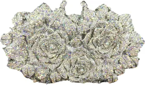 Dazzling Flower Crystal Evening Bags For Women Formal Wedding Party Cocktail Clutch Handbag Purse