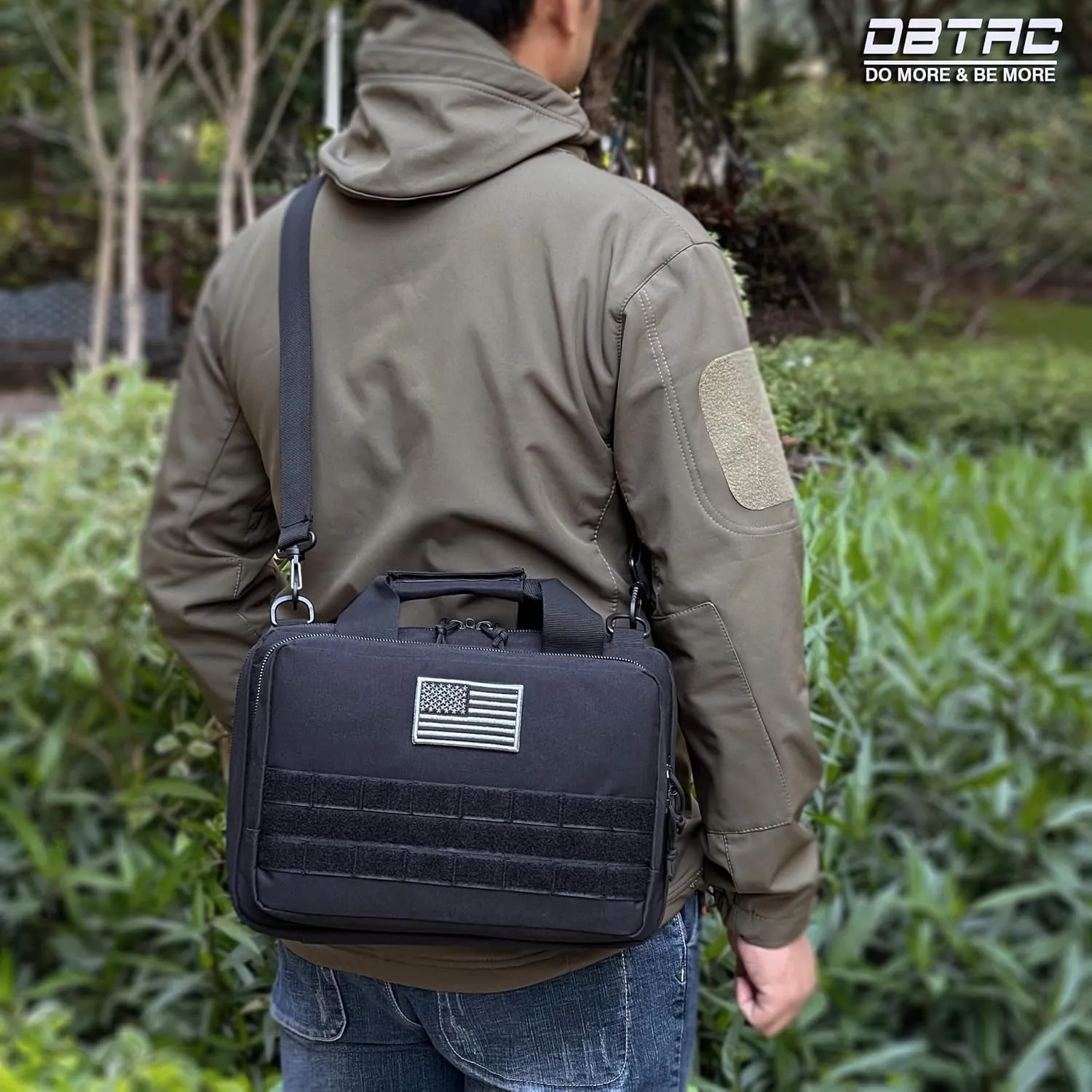 DBTAC Gun Case Bag XS | Tactical 1~2 Pistol Bag Firearm Shooting Case with Lockable Zipper for Shooting Range Outdoor Hunting | US Flag Patch   Universal Holster Included
