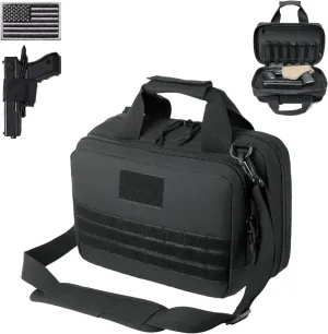 DBTAC Gun Case Bag XS | Tactical 1~2 Pistol Bag Firearm Shooting Case with Lockable Zipper for Shooting Range Outdoor Hunting | US Flag Patch   Universal Holster Included