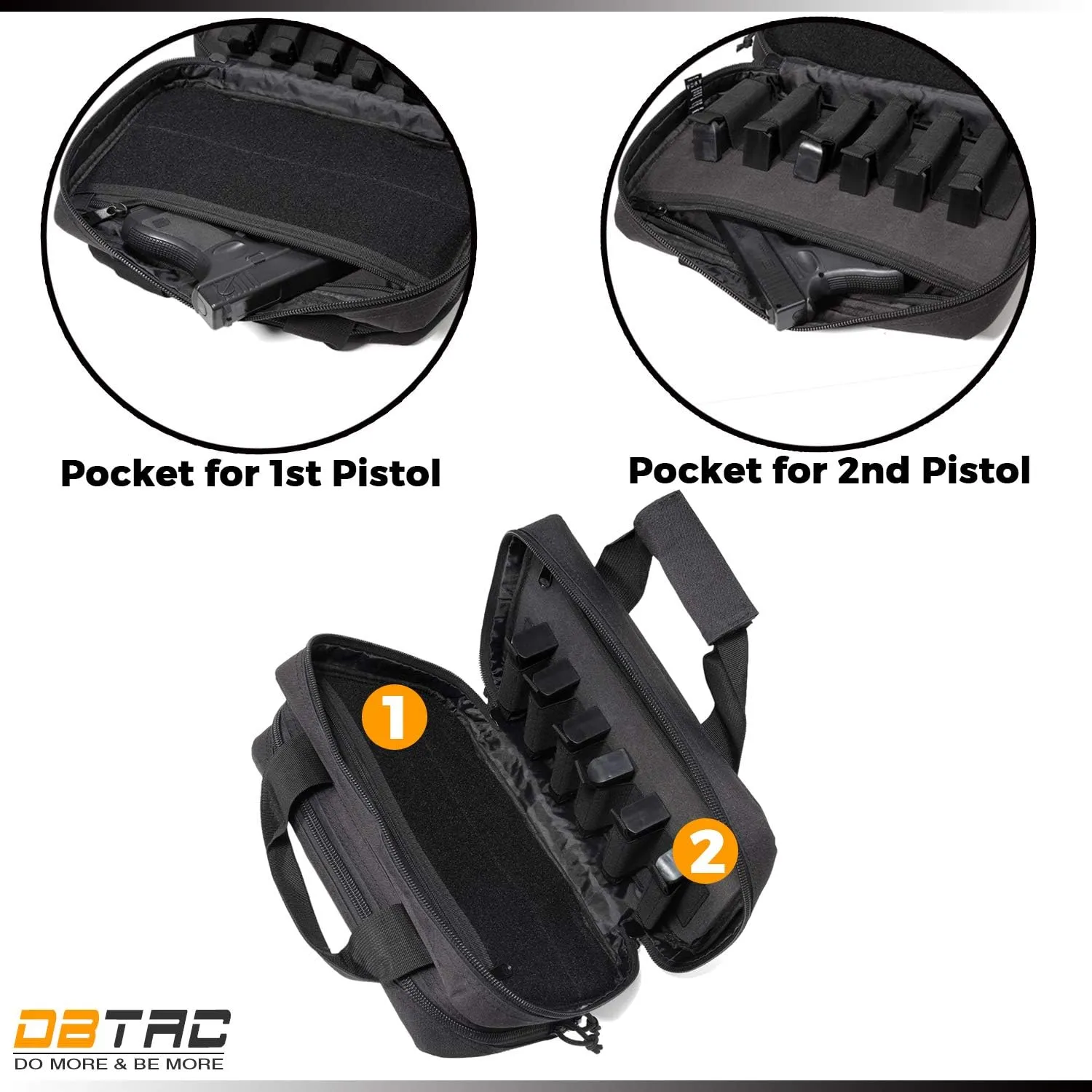 DBTAC Gun Case Bag XS | Tactical 1~2 Pistol Bag Firearm Shooting Case with Lockable Zipper for Shooting Range Outdoor Hunting | US Flag Patch   Universal Holster Included