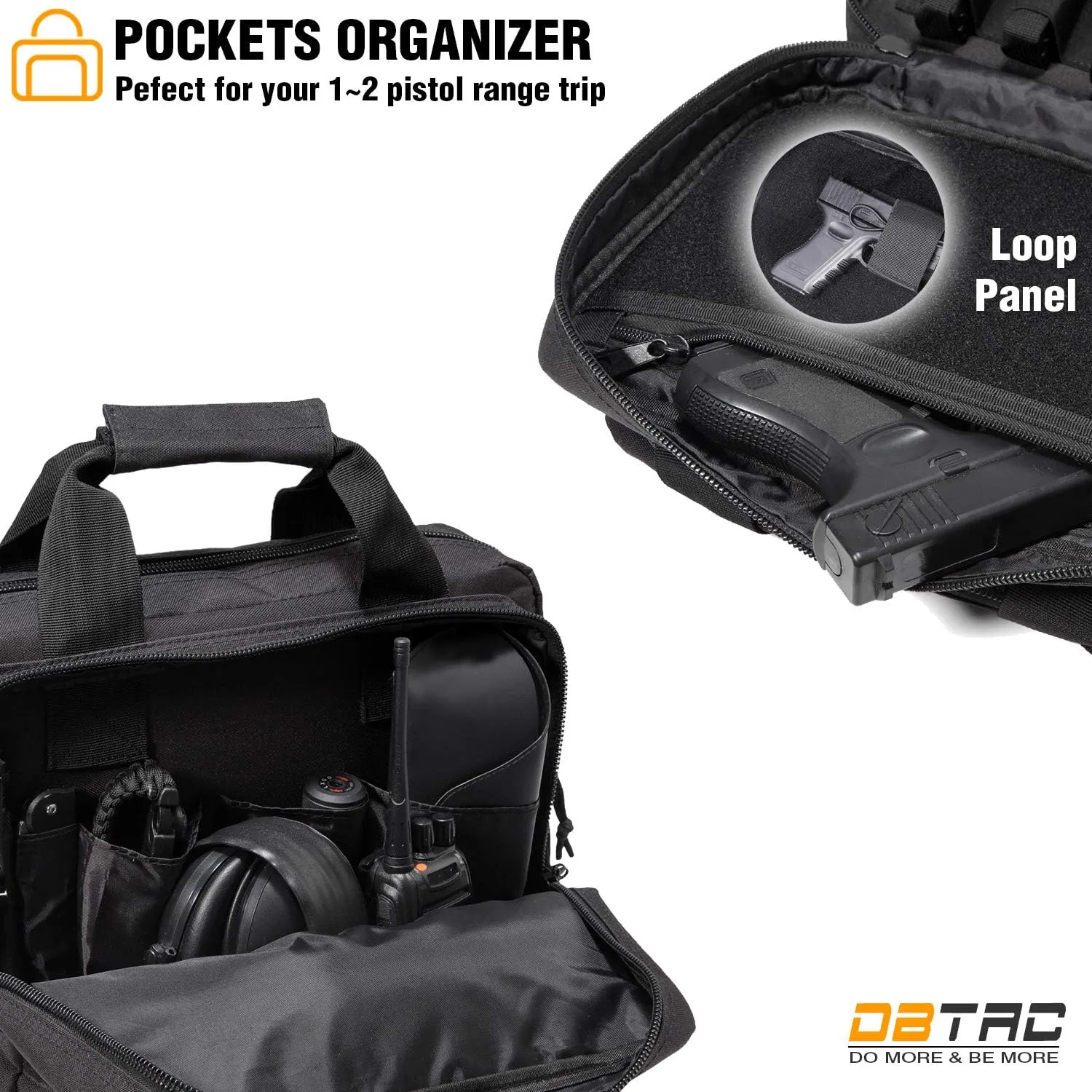 DBTAC Gun Case Bag XS | Tactical 1~2 Pistol Bag Firearm Shooting Case with Lockable Zipper for Shooting Range Outdoor Hunting | US Flag Patch   Universal Holster Included