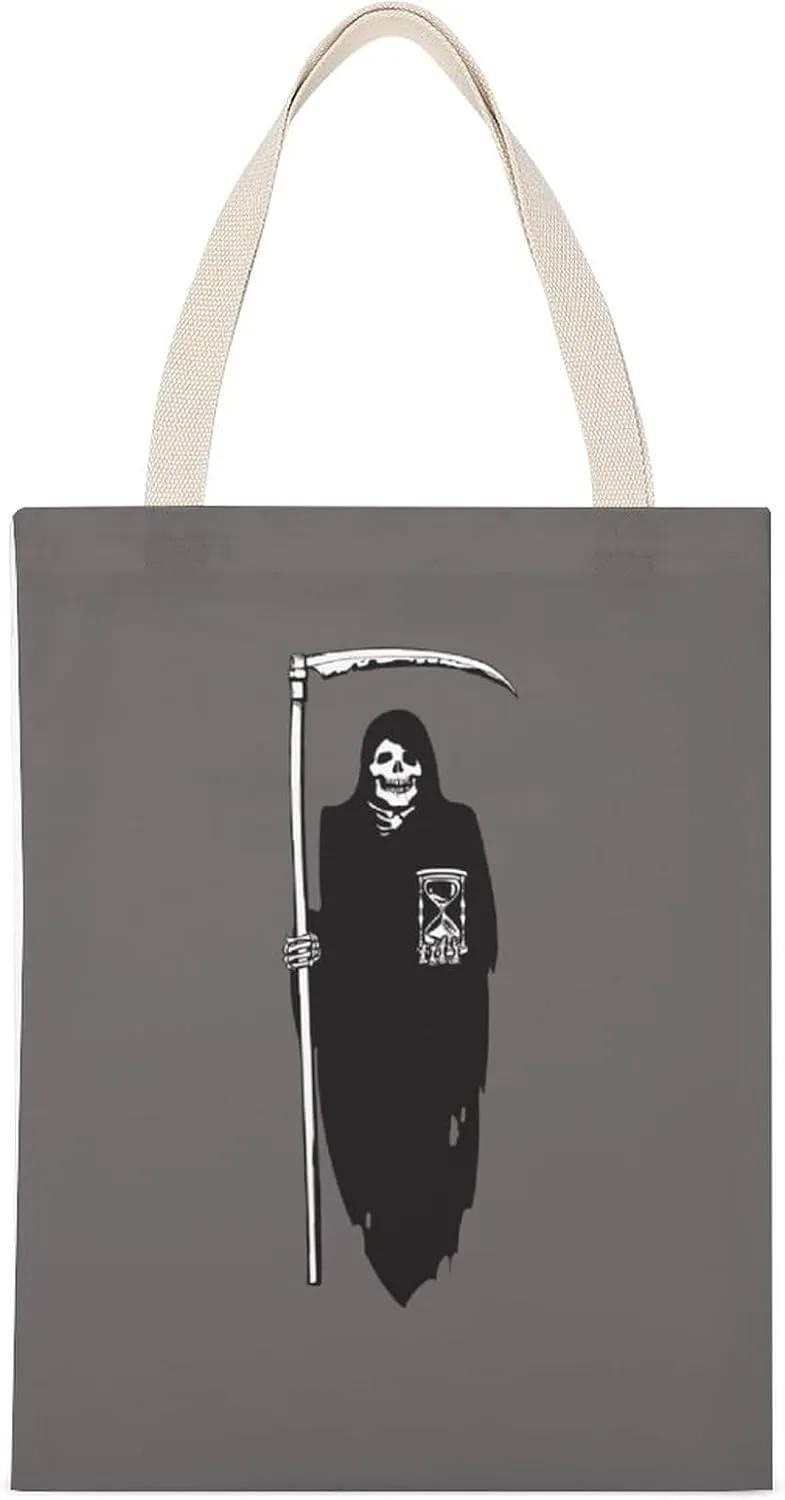 Death Scythe Grim Reaper Casual Canvas Tote Bag Big Capacity Handbag Shoulder Bag Reusable Grocery Canvas Tote Bags