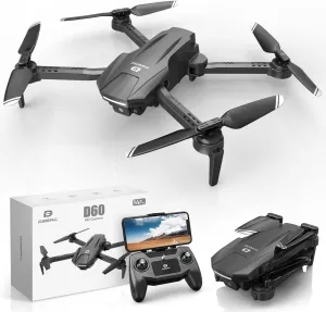DEERC D60 Drones with Camera for Adults, Kids, FPV 1080P HD Video, Long Battery Life, Gravity Sensor, Foldable, Hobby RC Quadcopter, Suitable as Gifts for Boys, Girls, Beginner Adults, 1 Piece, Black