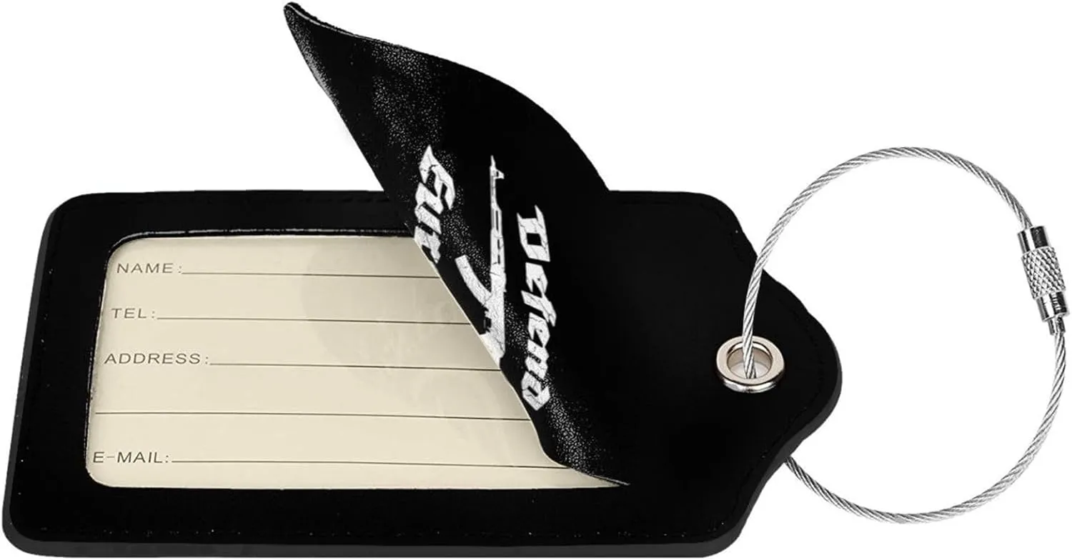 Defend Europe Leather Baggage Bag Luggage Tags with Stainless Steel Loop and Privacy Cover